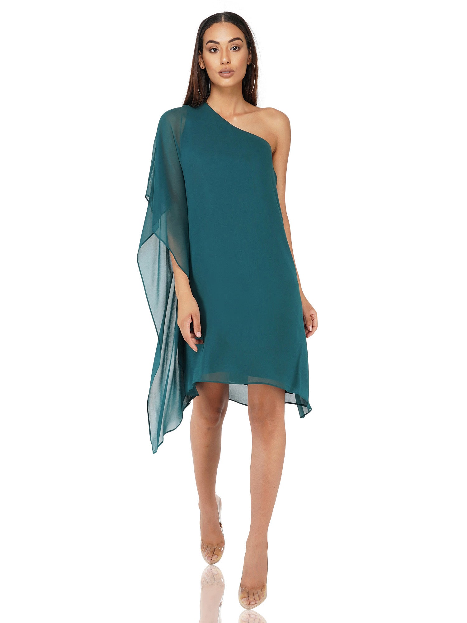 Bcbg green 2024 one shoulder dress