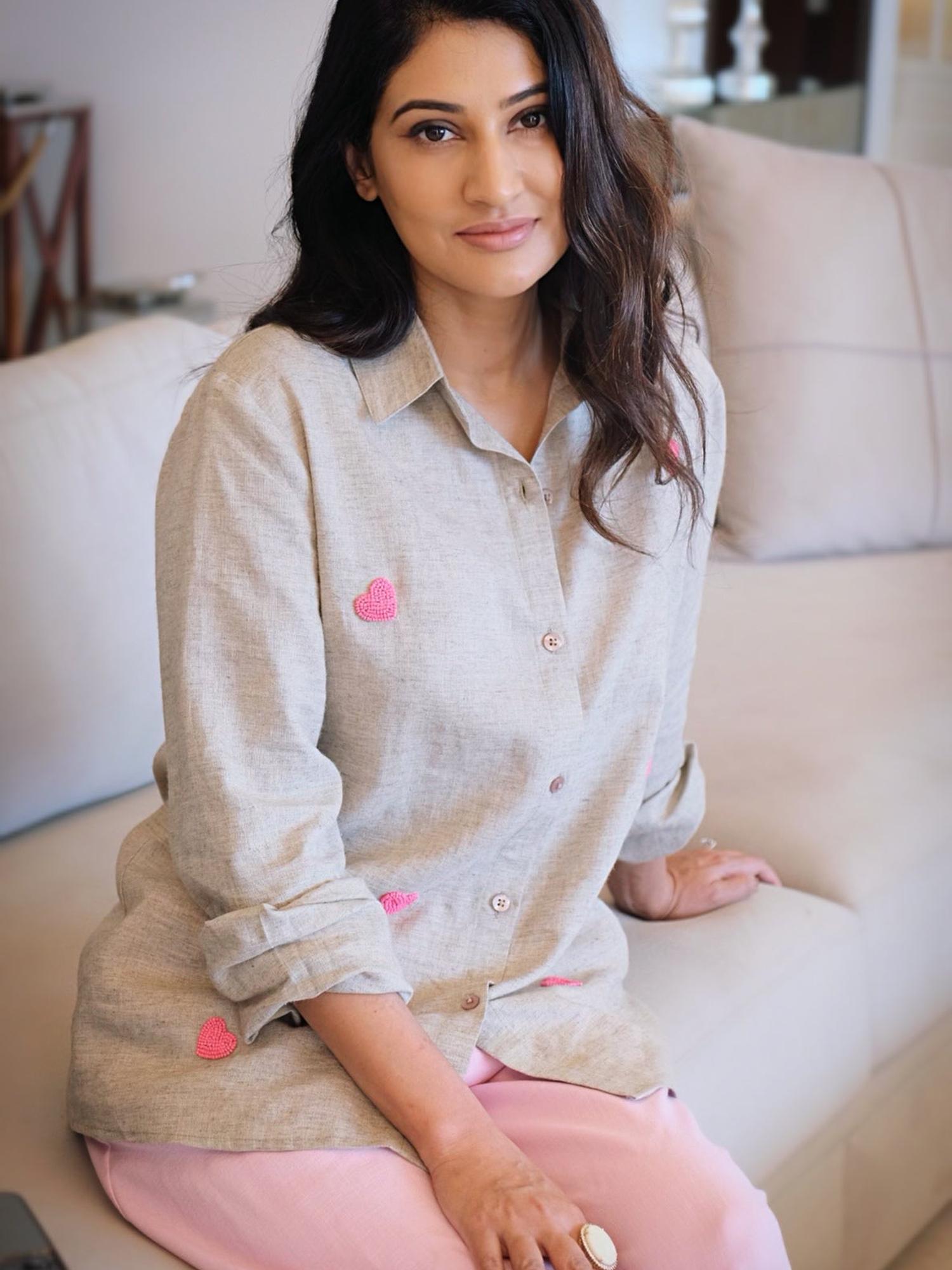 Little Pink Heart Linen Shirt