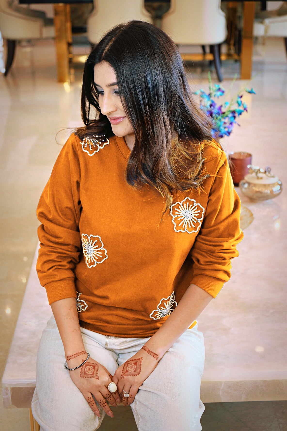 So-Stylish Sarwoski Orange Sweatshirt