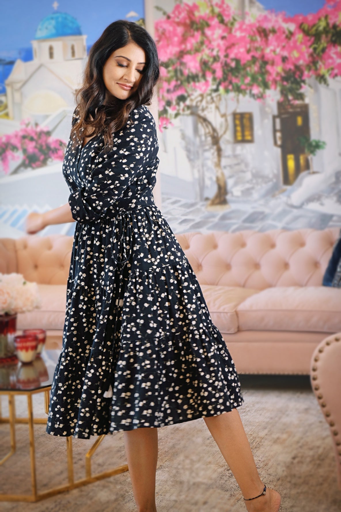 Printed Navy Maxi Dress