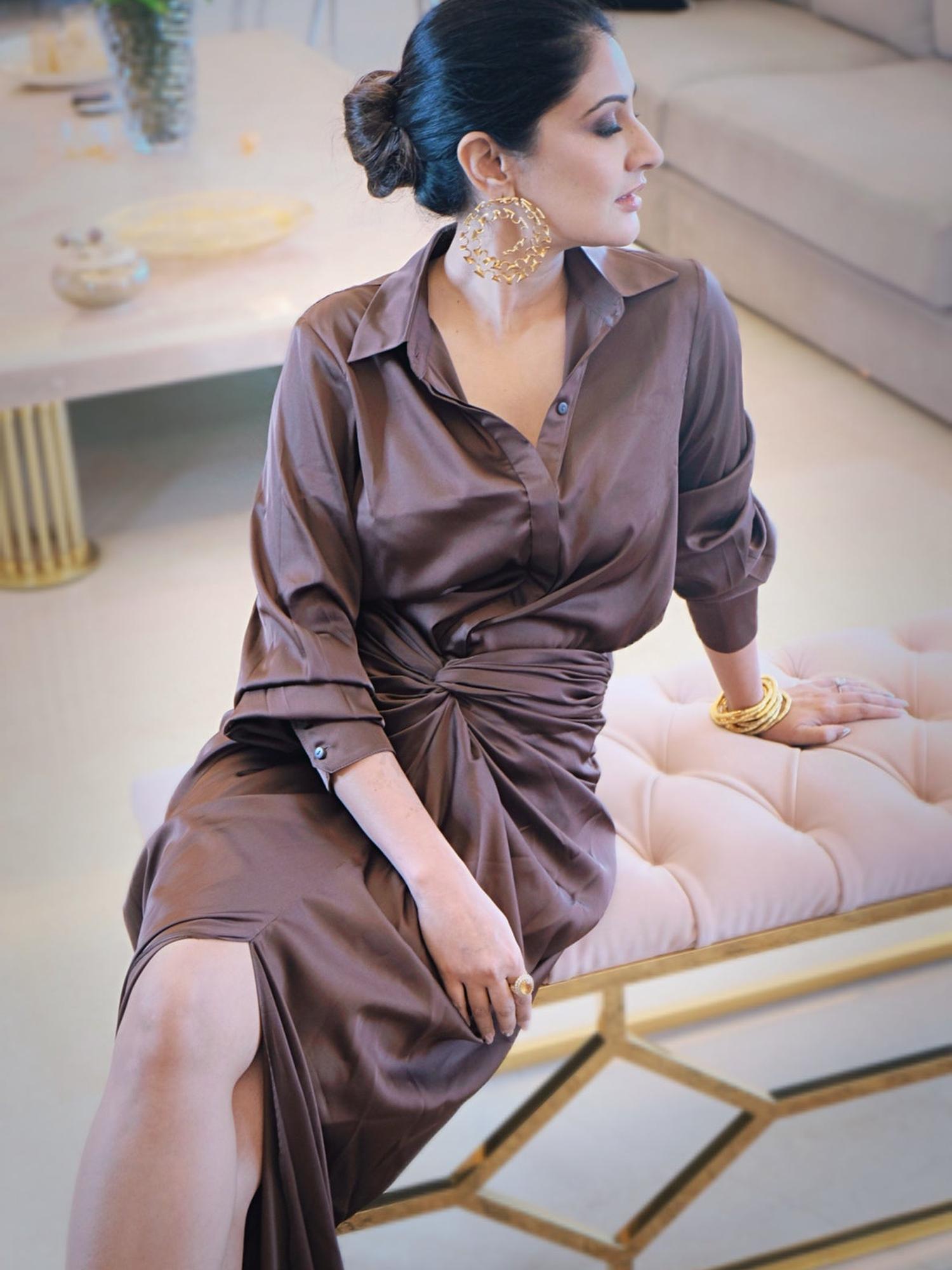 Sexy Chocolate Brown Dhoti Dress