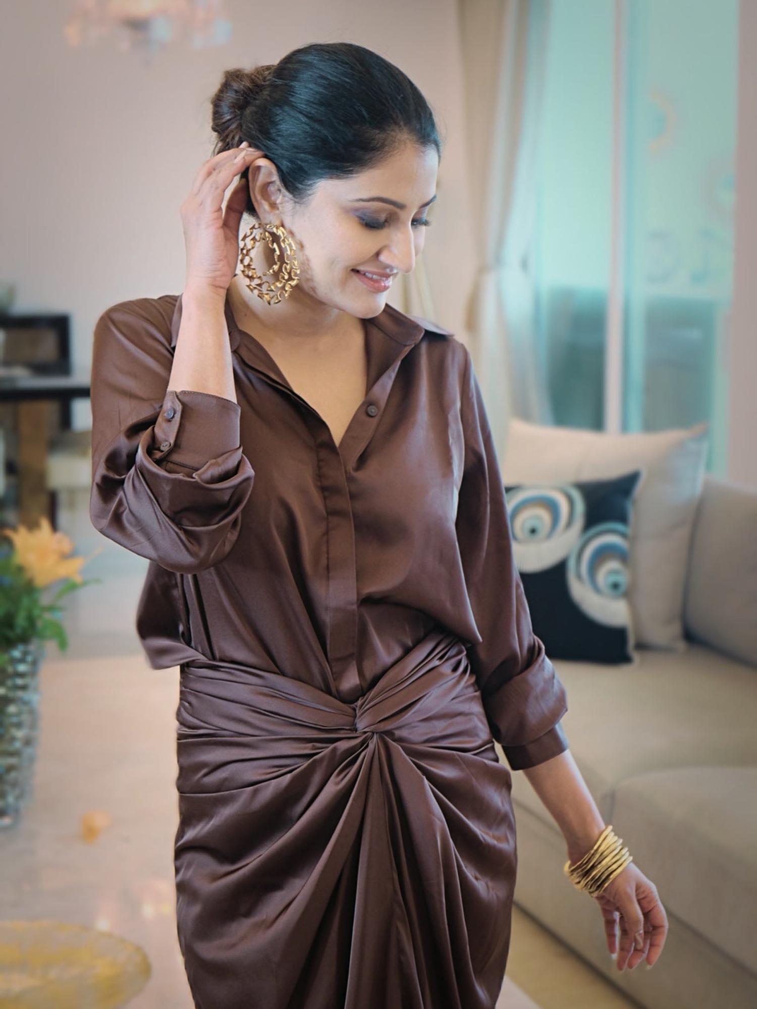 Sexy Chocolate Brown Dhoti Dress