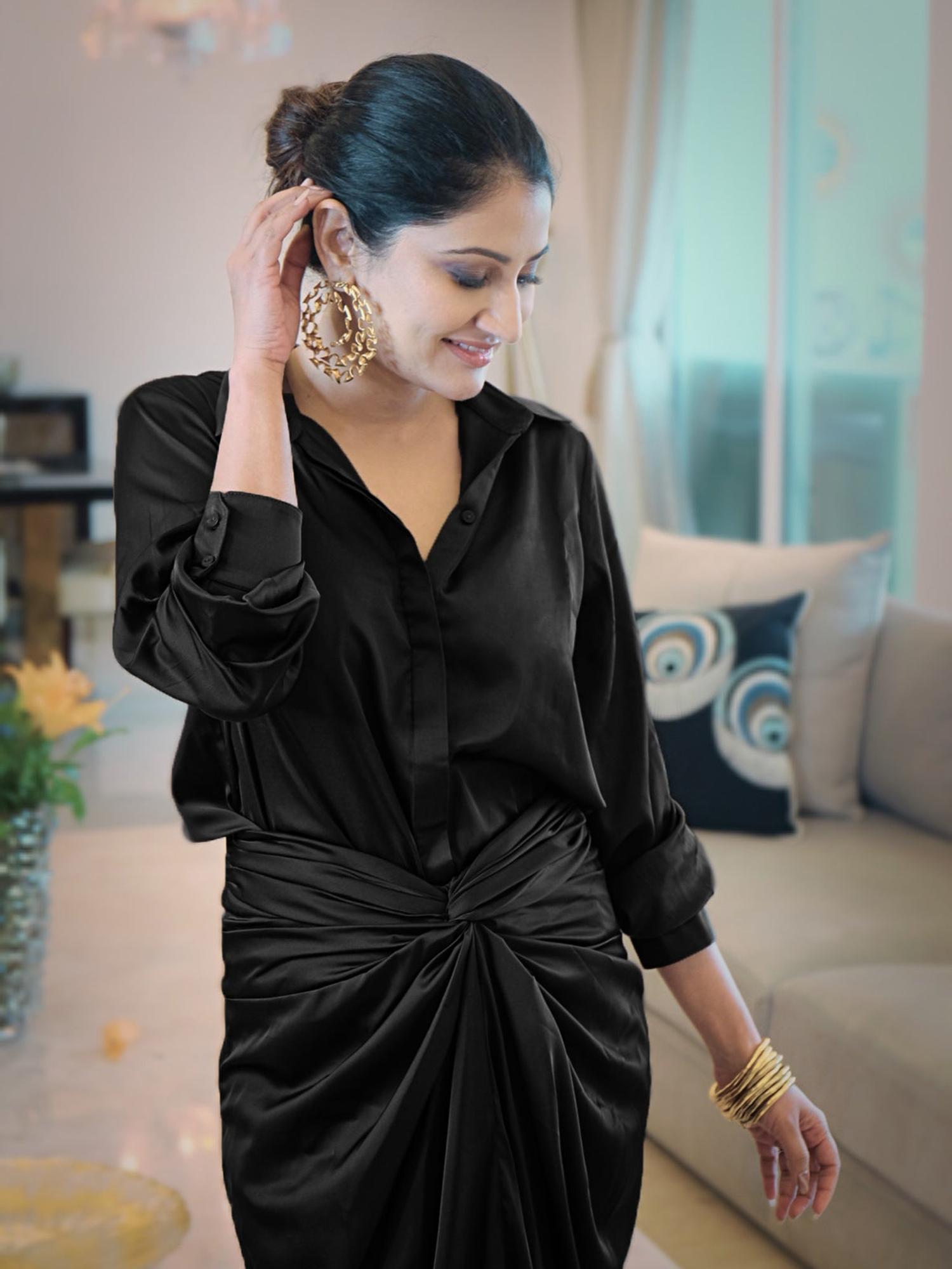 Sexy Black Dhoti Dress