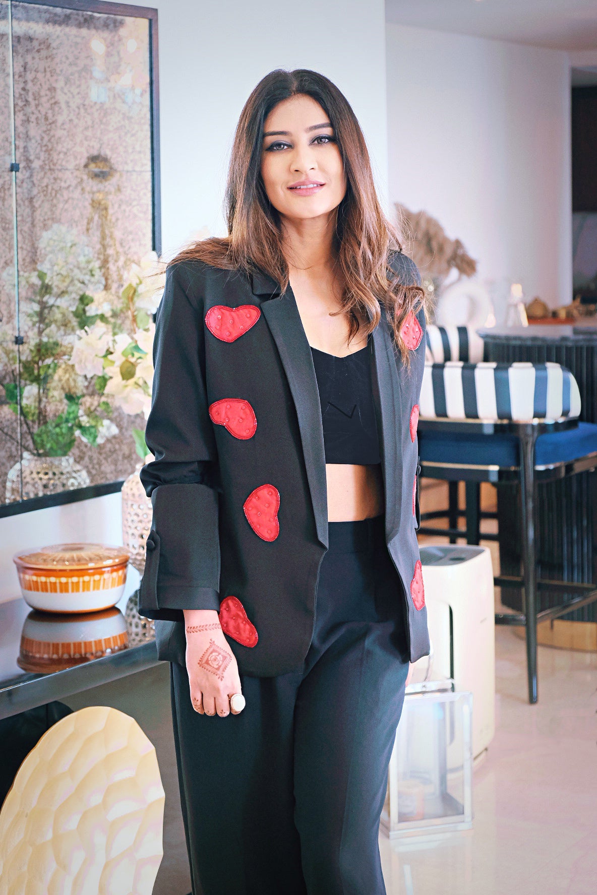 Red Heart Black Blazer