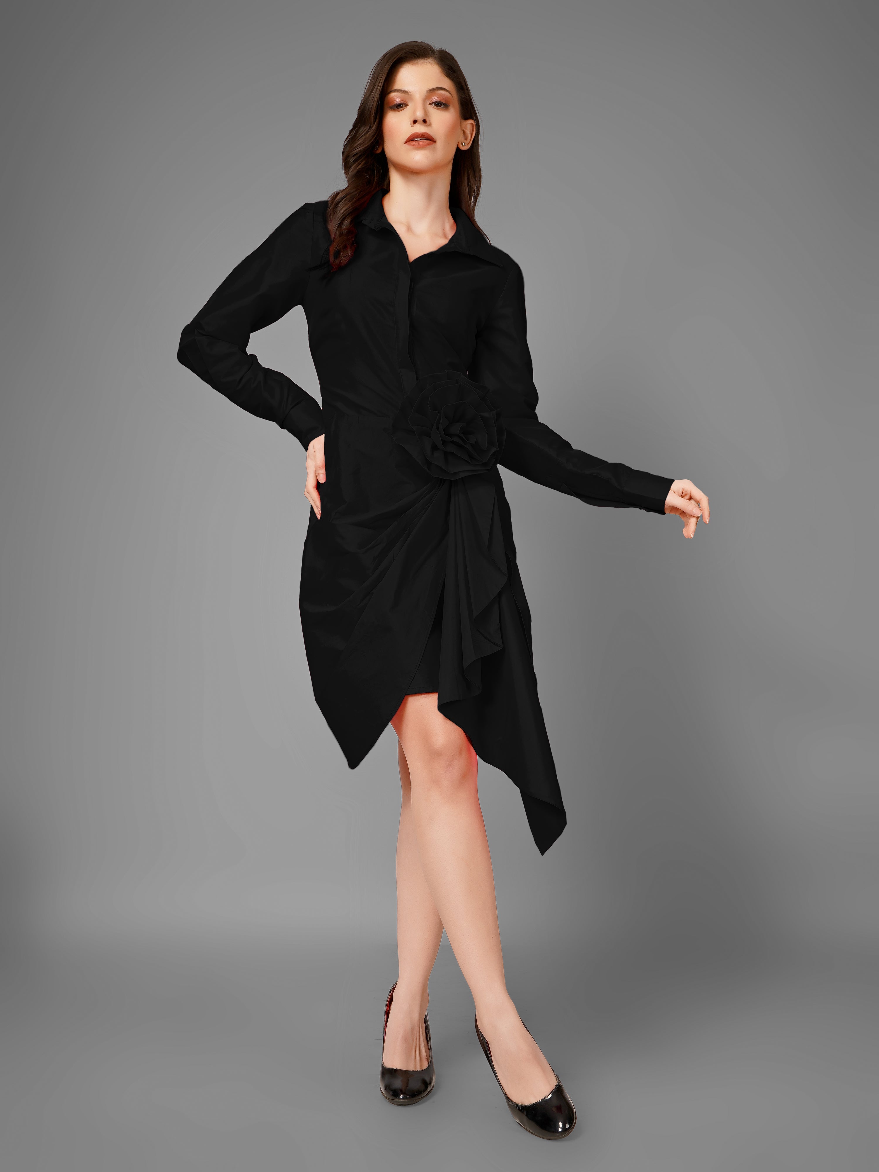 Dramatic Black Taffeta Dress