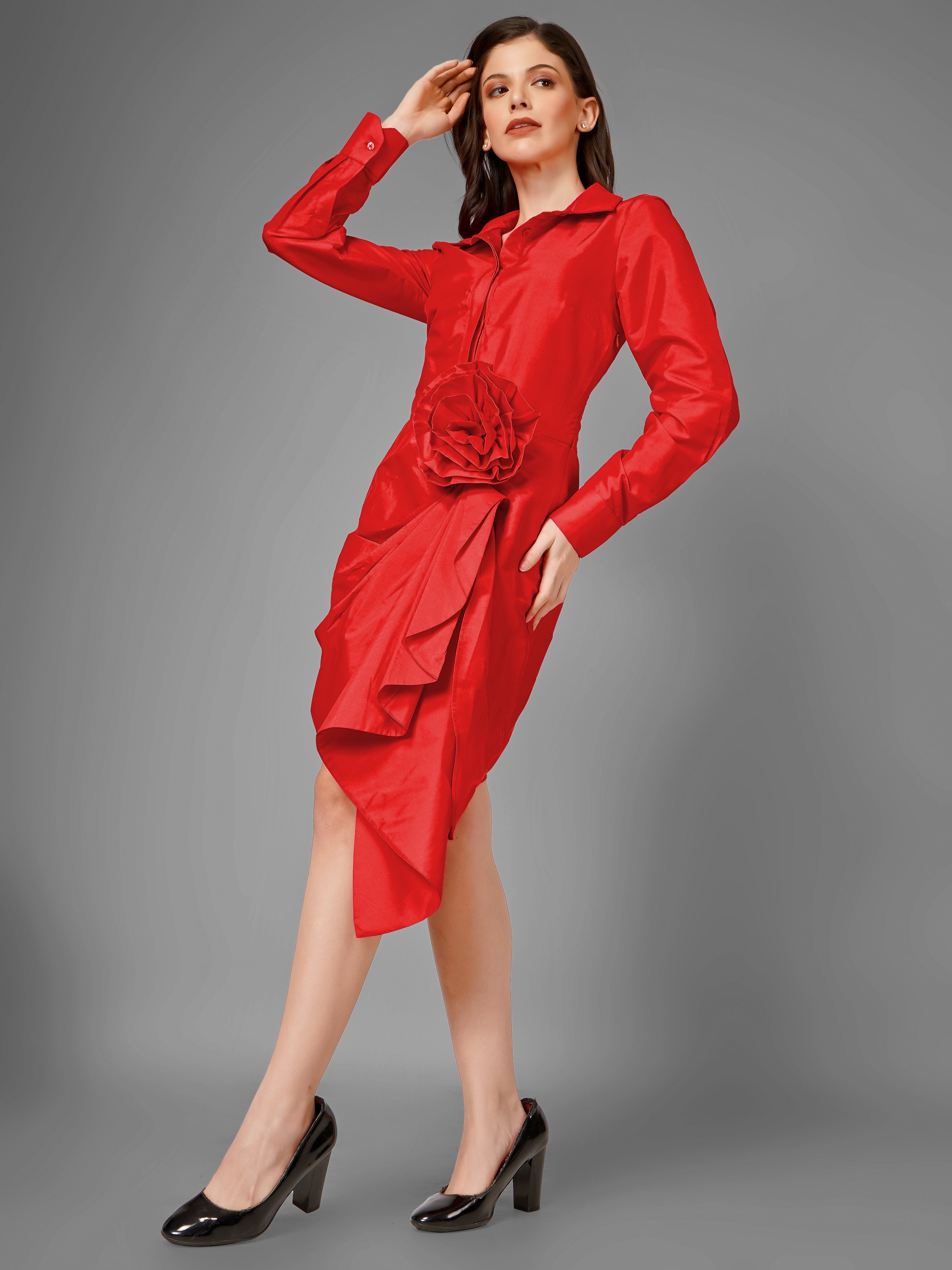 Dramatic Red Taffeta Dress