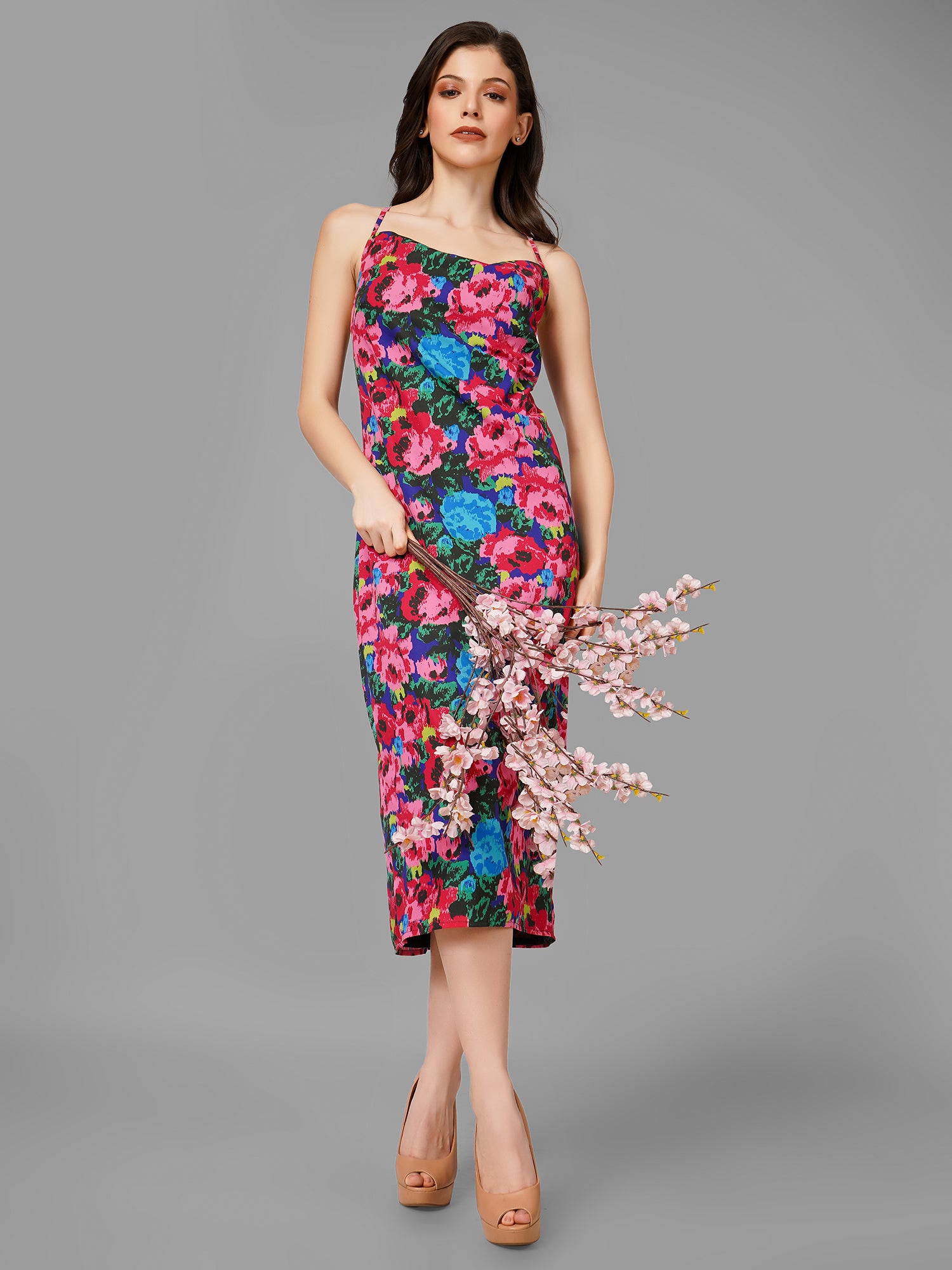 Multi-floral Midi Dress