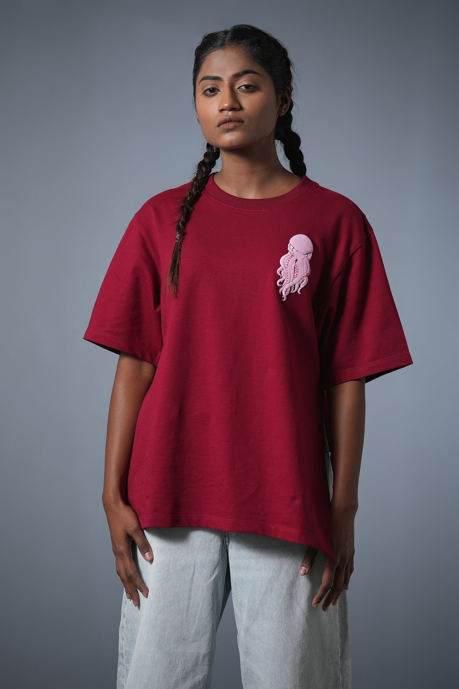 OCTOPIY PINK PUFFER TEE RED