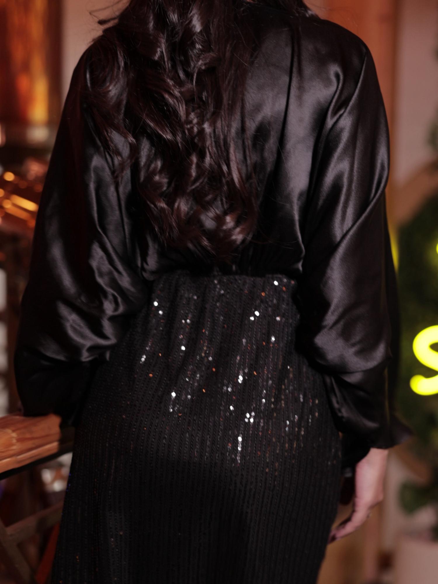 Shimmer It Real Embellished Black Dress