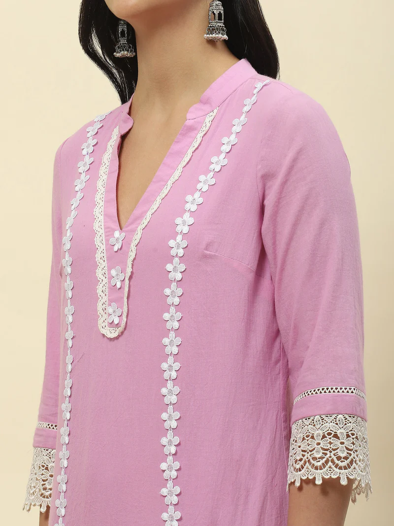 lilac lace detail kurta