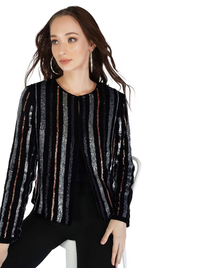 sequin stripes jacket