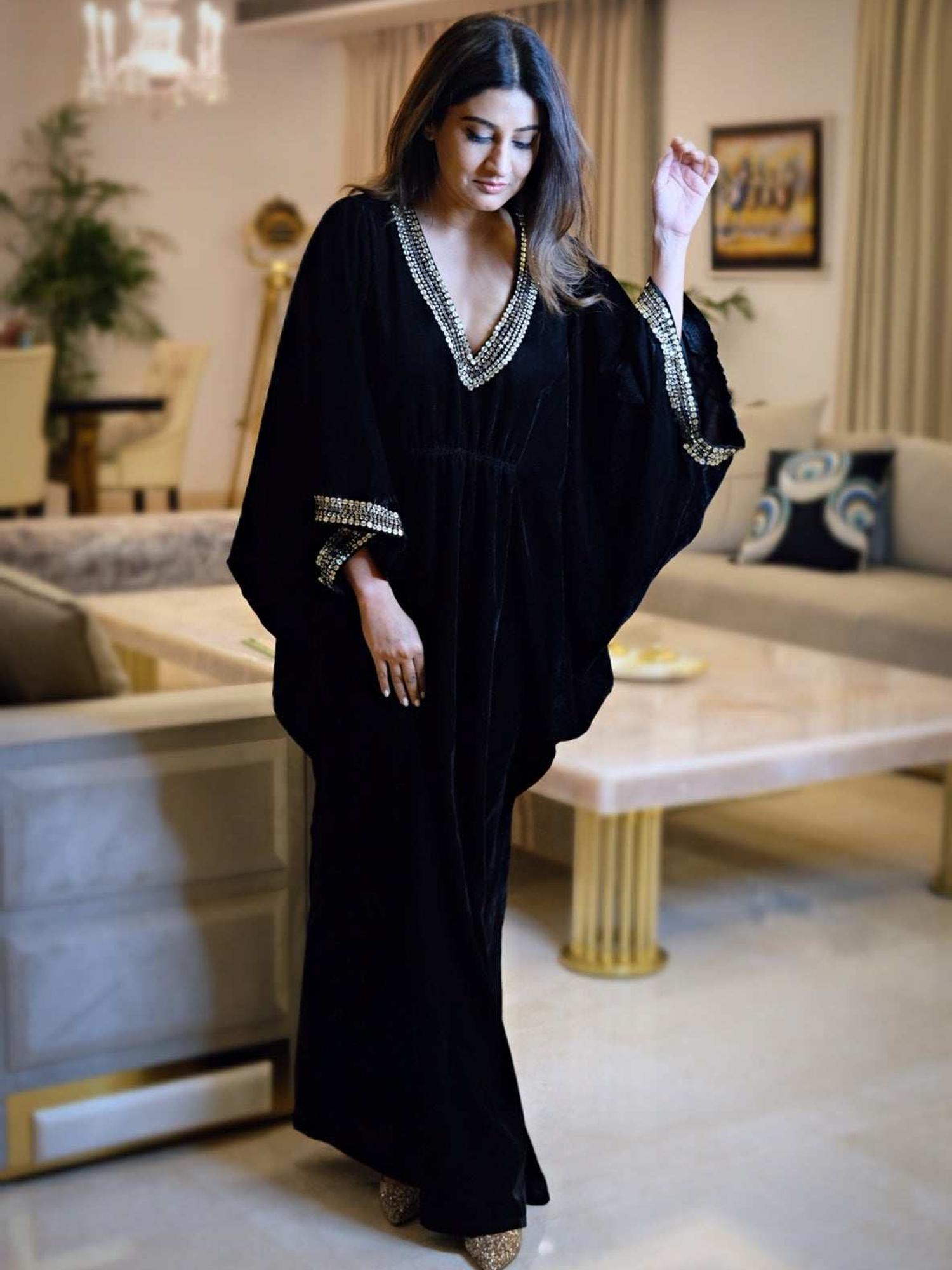 Buy Black Gold Velvet Kaftan Dress Online Extra 5 Off