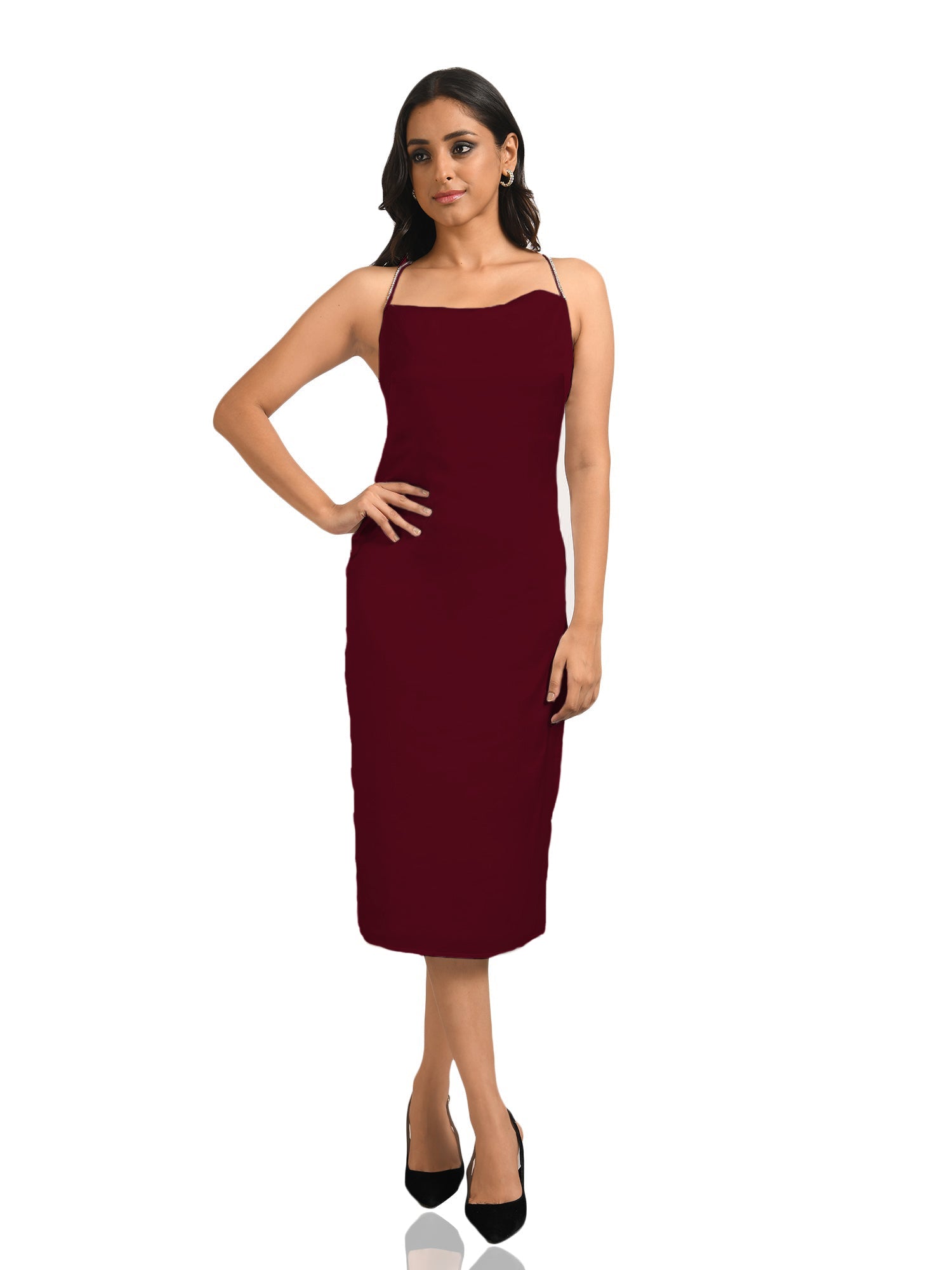 Pearl Wine Midi Dress