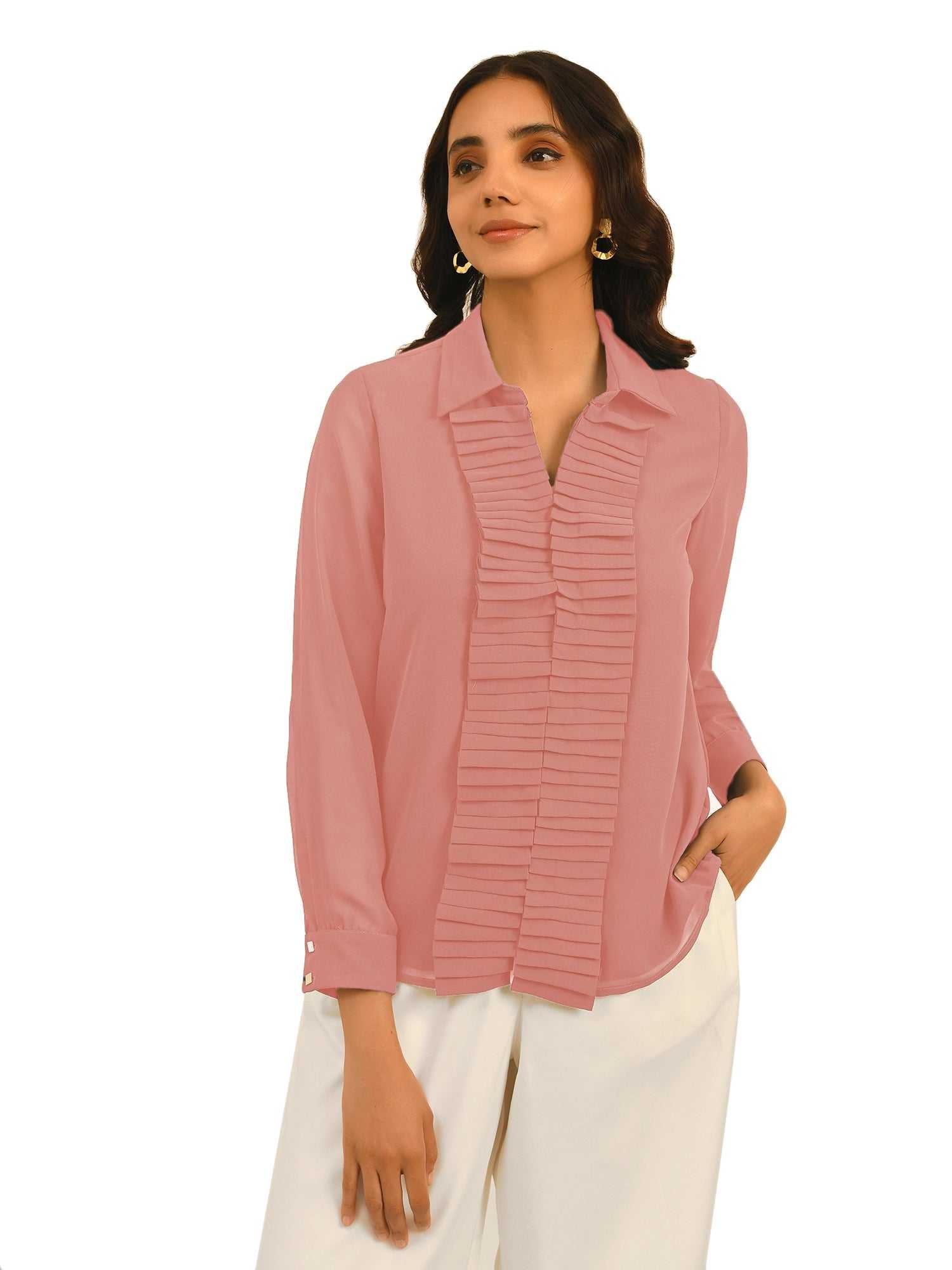 luxury vacay pleated placket shirt  