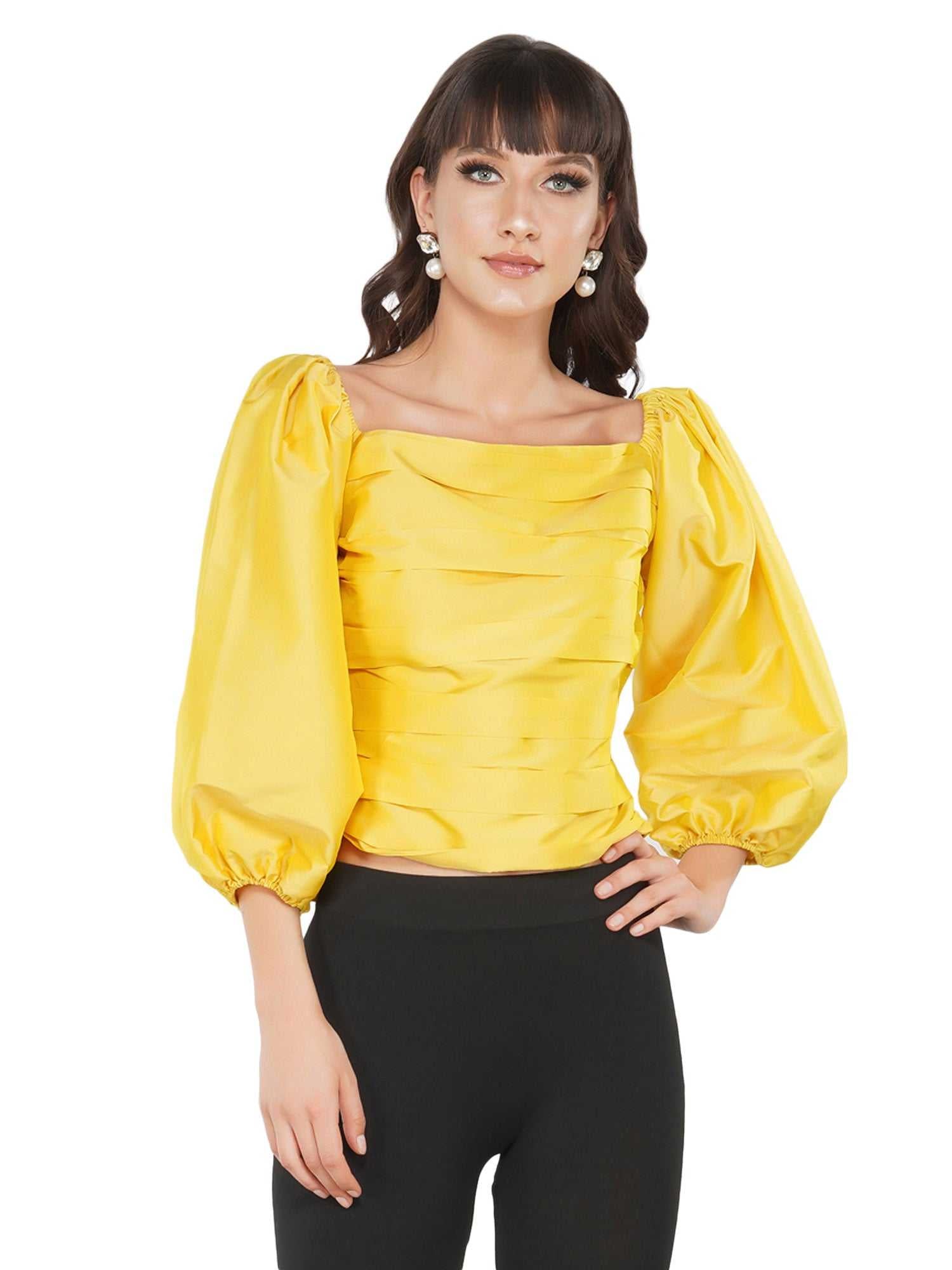 mellow yellow taffeta top