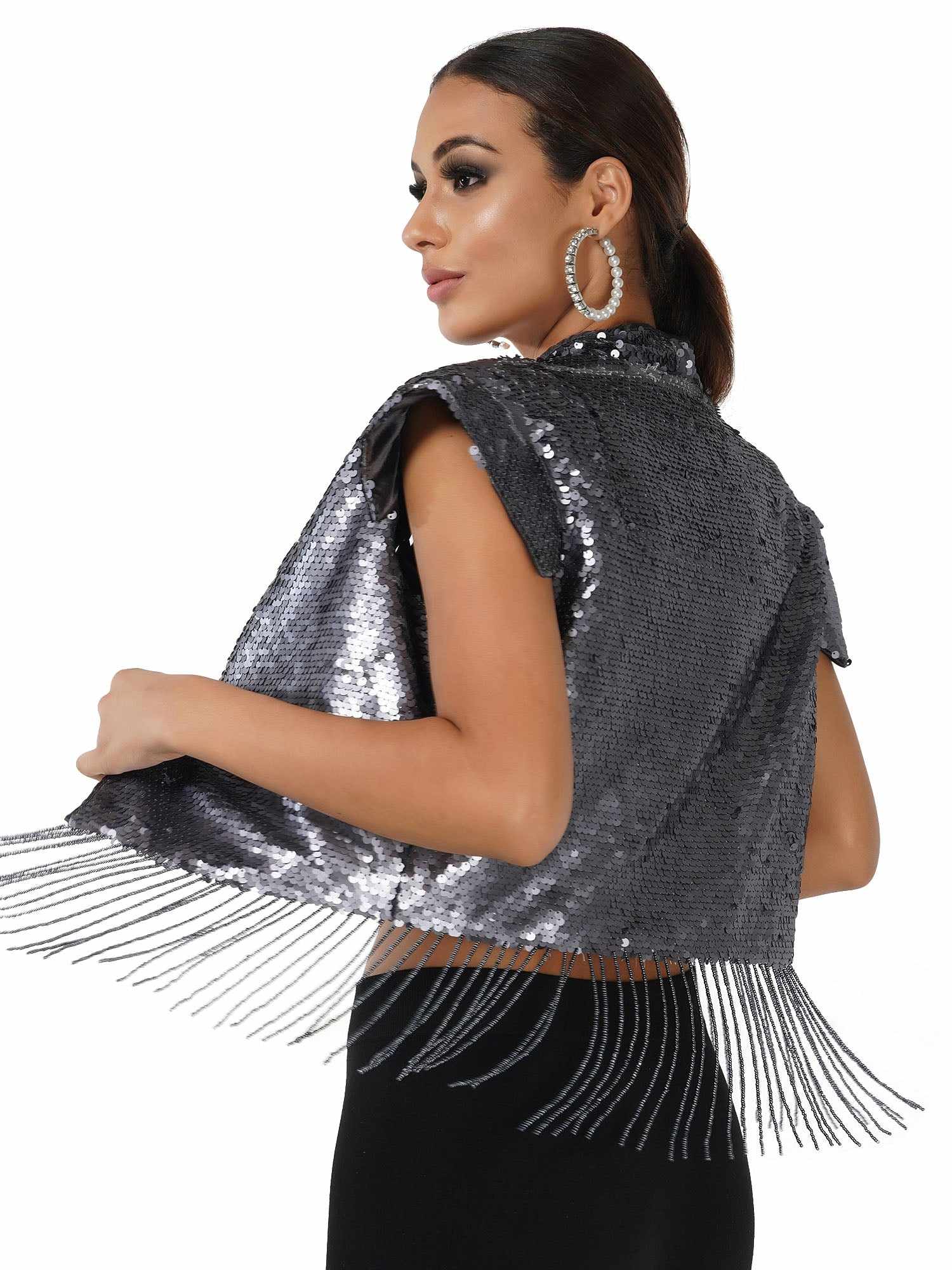 t shoulder sequin jacket