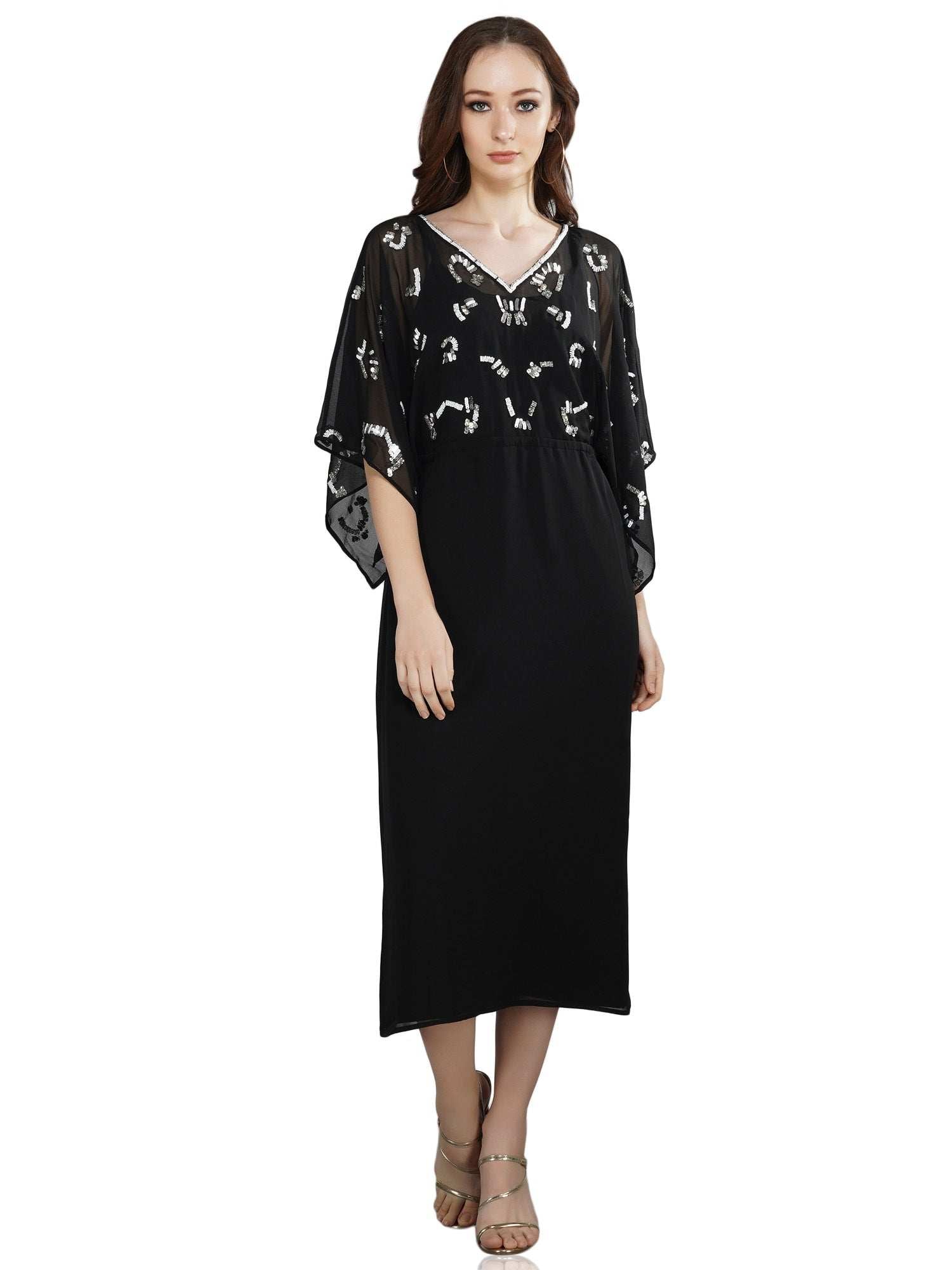 Black Kimono Sleeves Dress