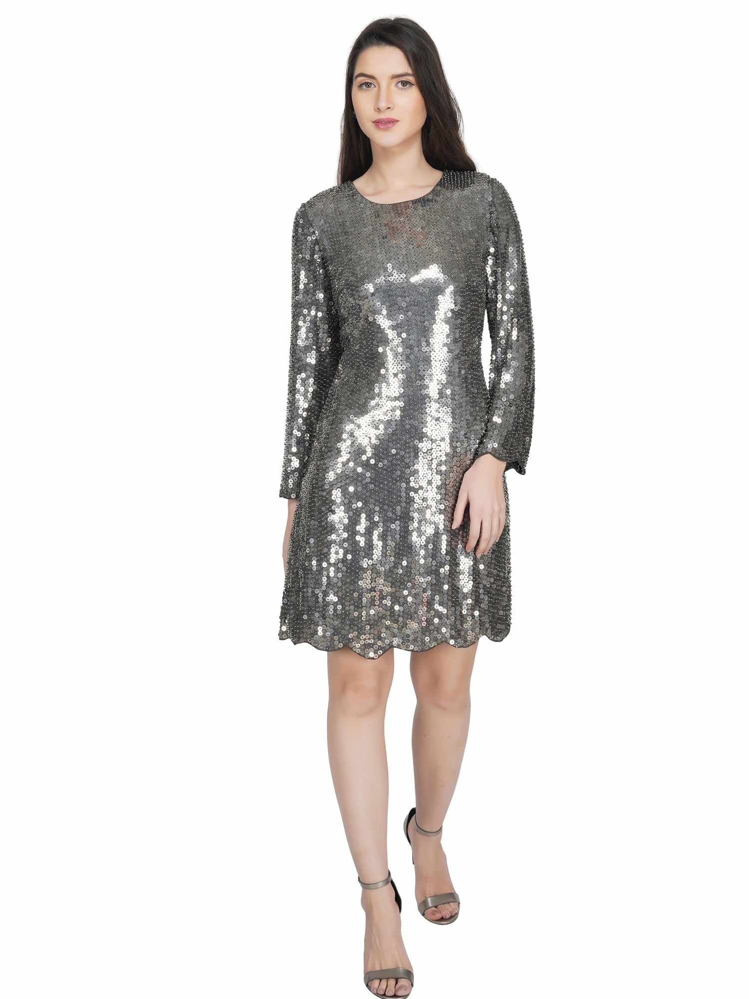 glistering sequin bead work dress