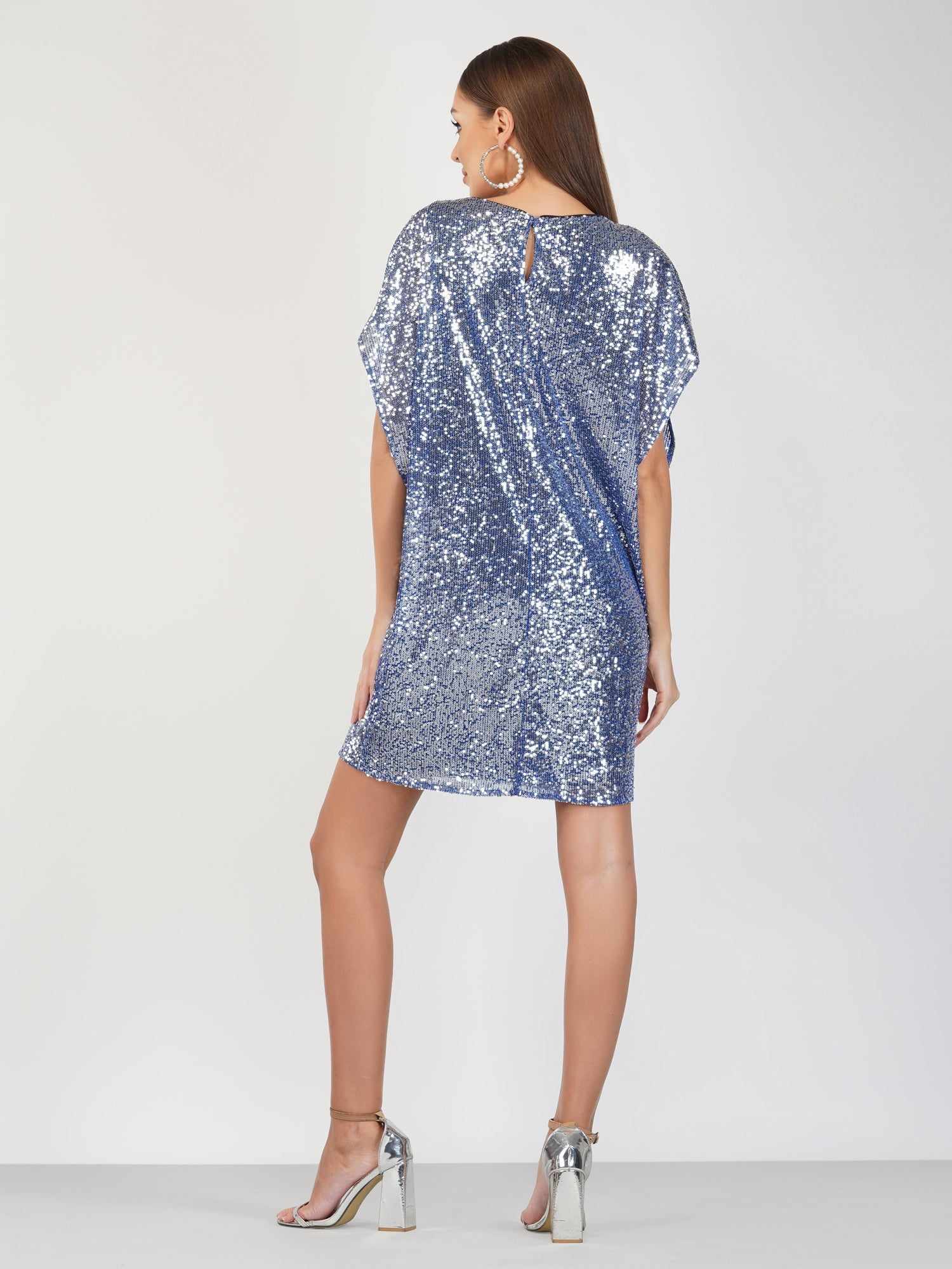 attic curves sequins cape dress