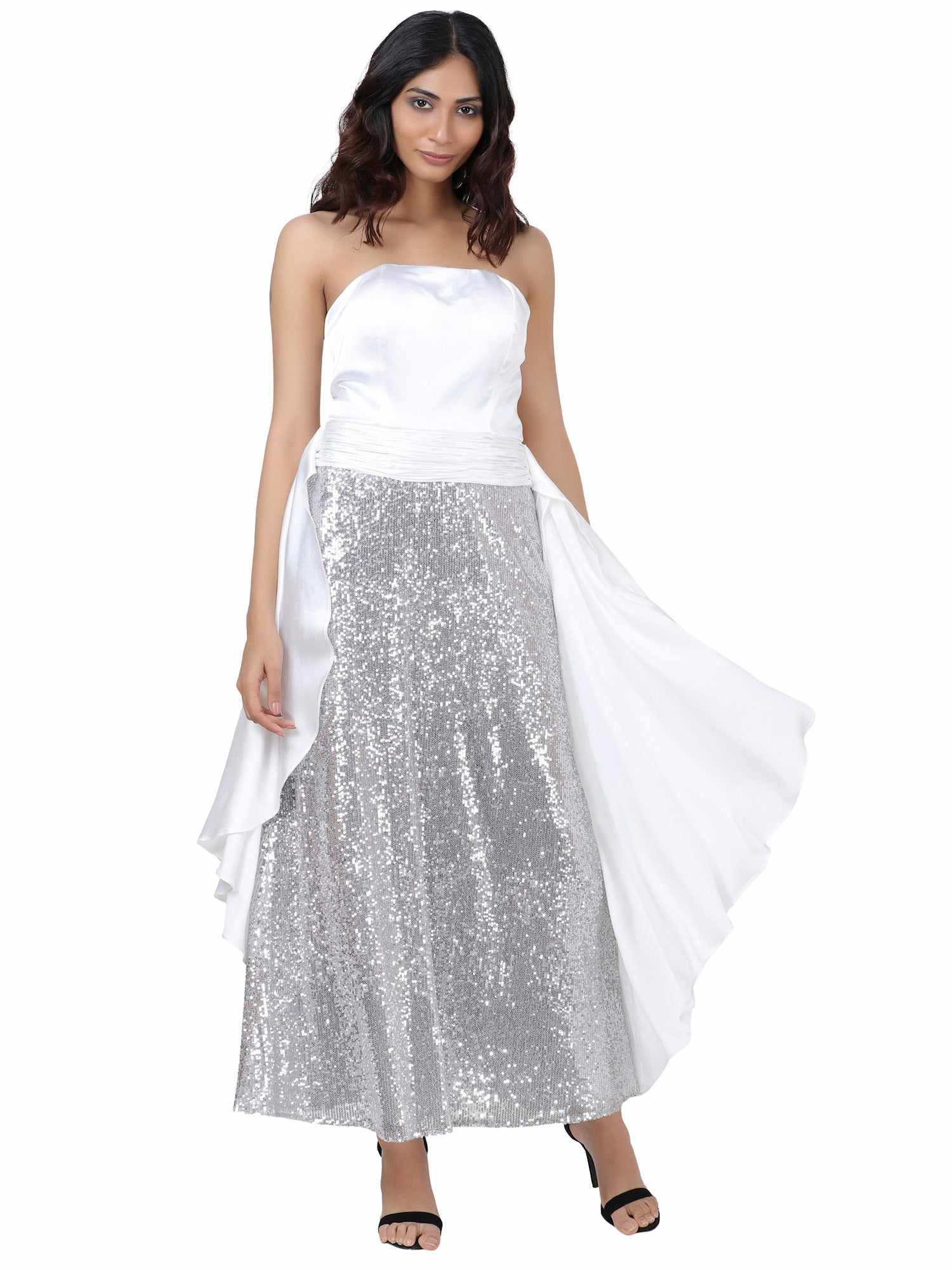 pearl white sequin gown