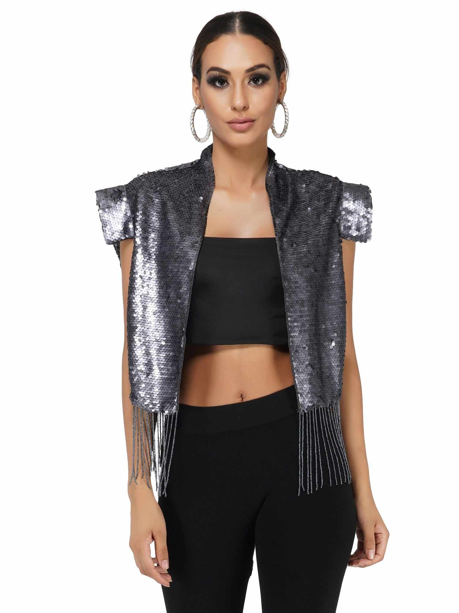 t shoulder sequin jacket