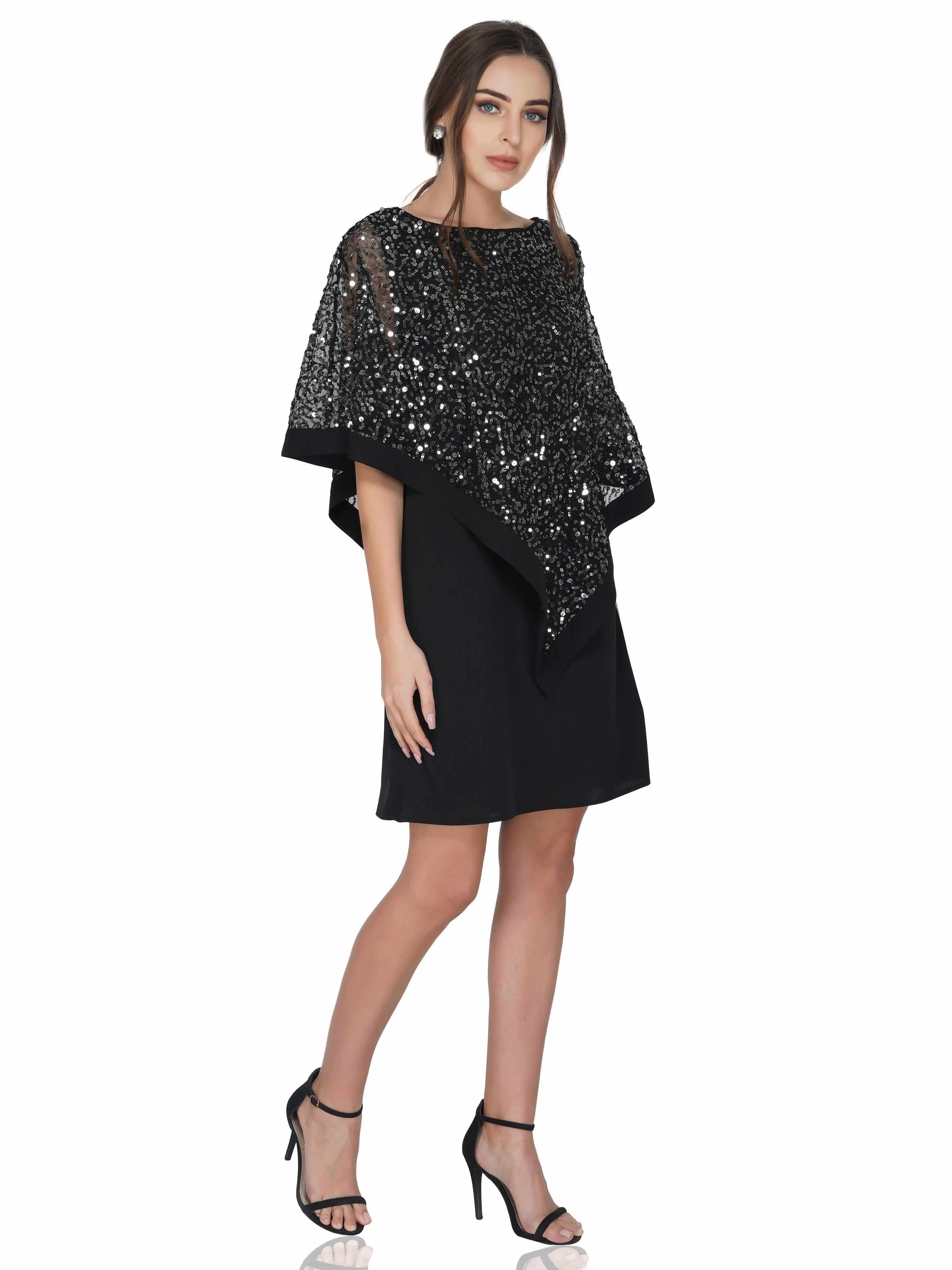 sequin popover georgette dress