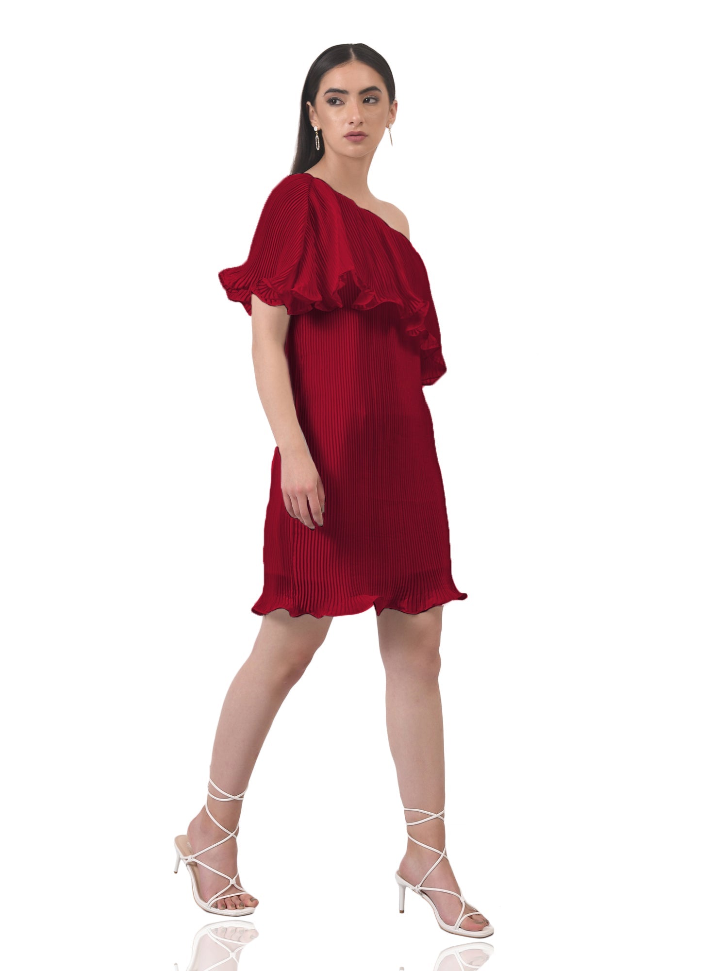 maroon imaginative pleated maroon dress