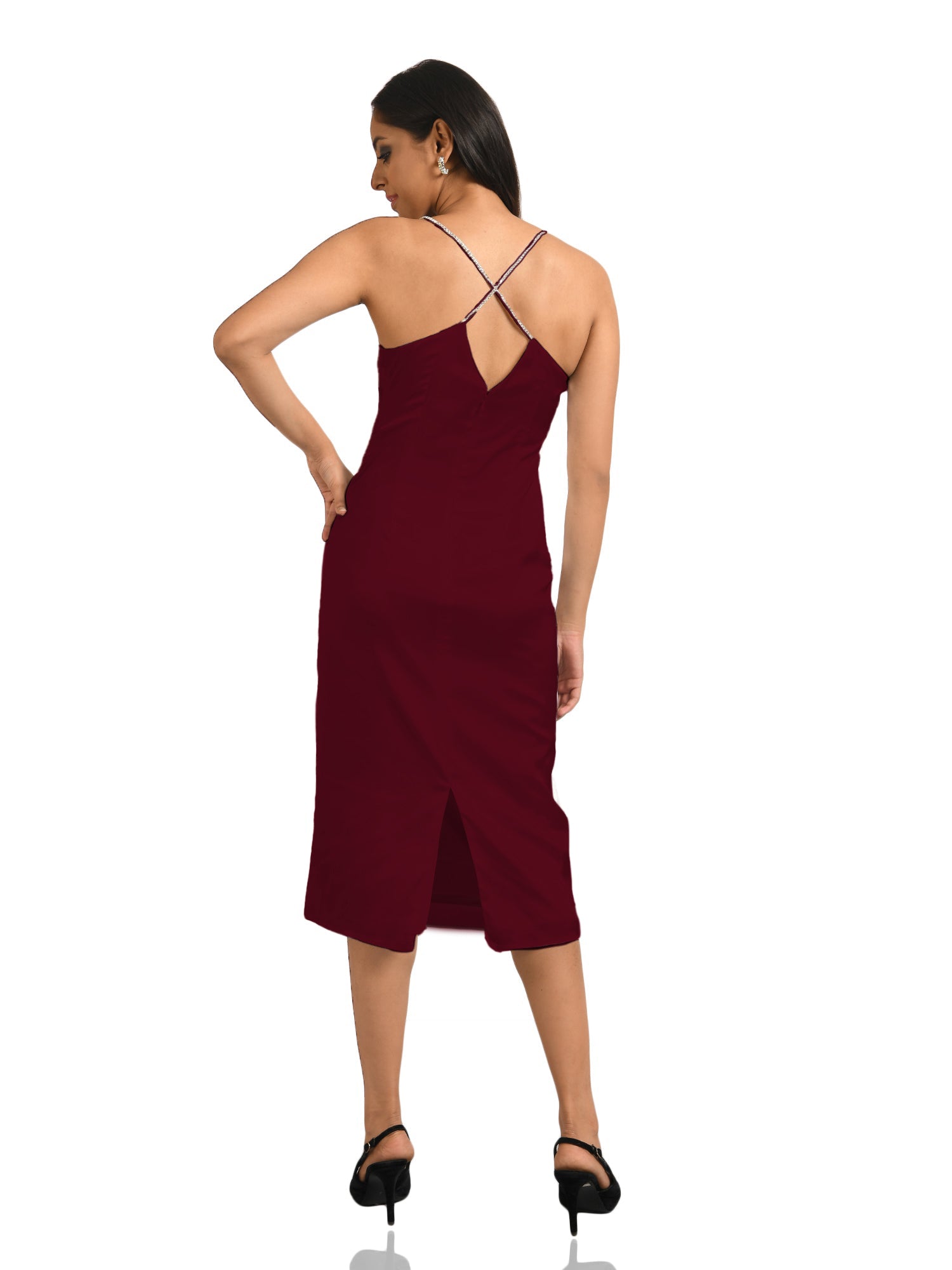 Pearl Wine Midi Dress