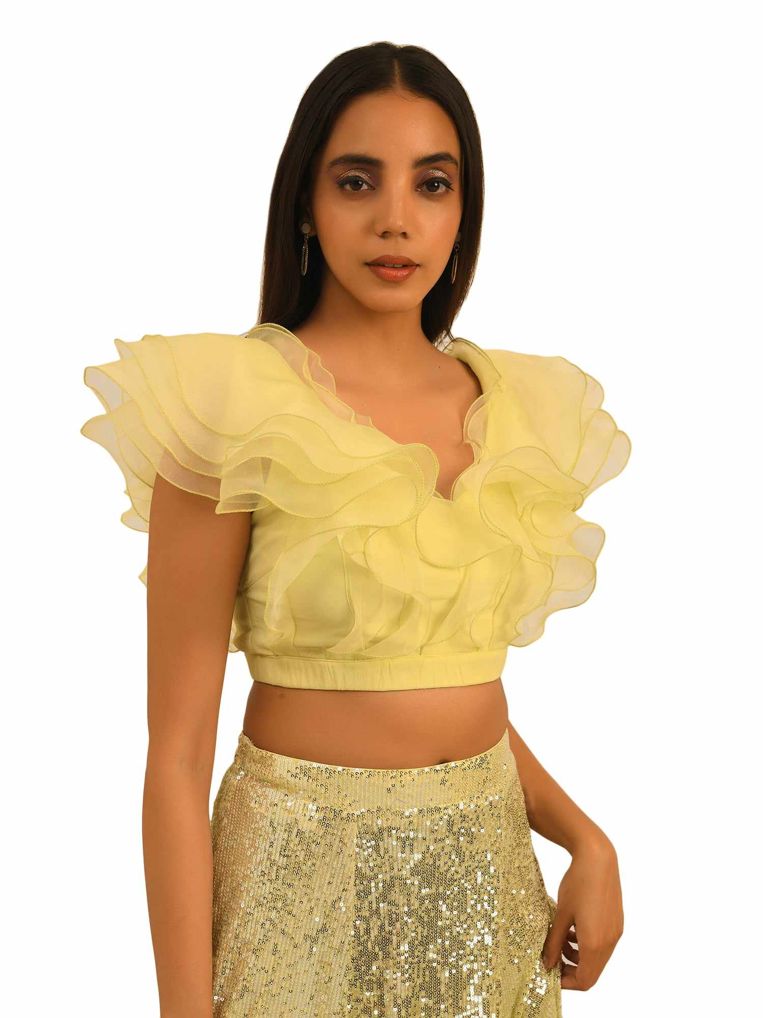 Ruffle best sale crop top