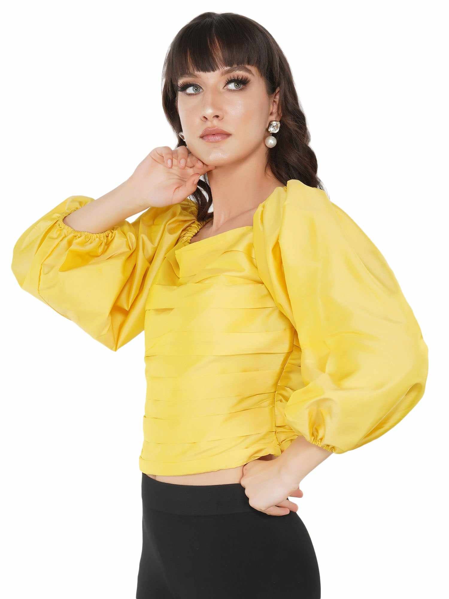 mellow yellow taffeta top