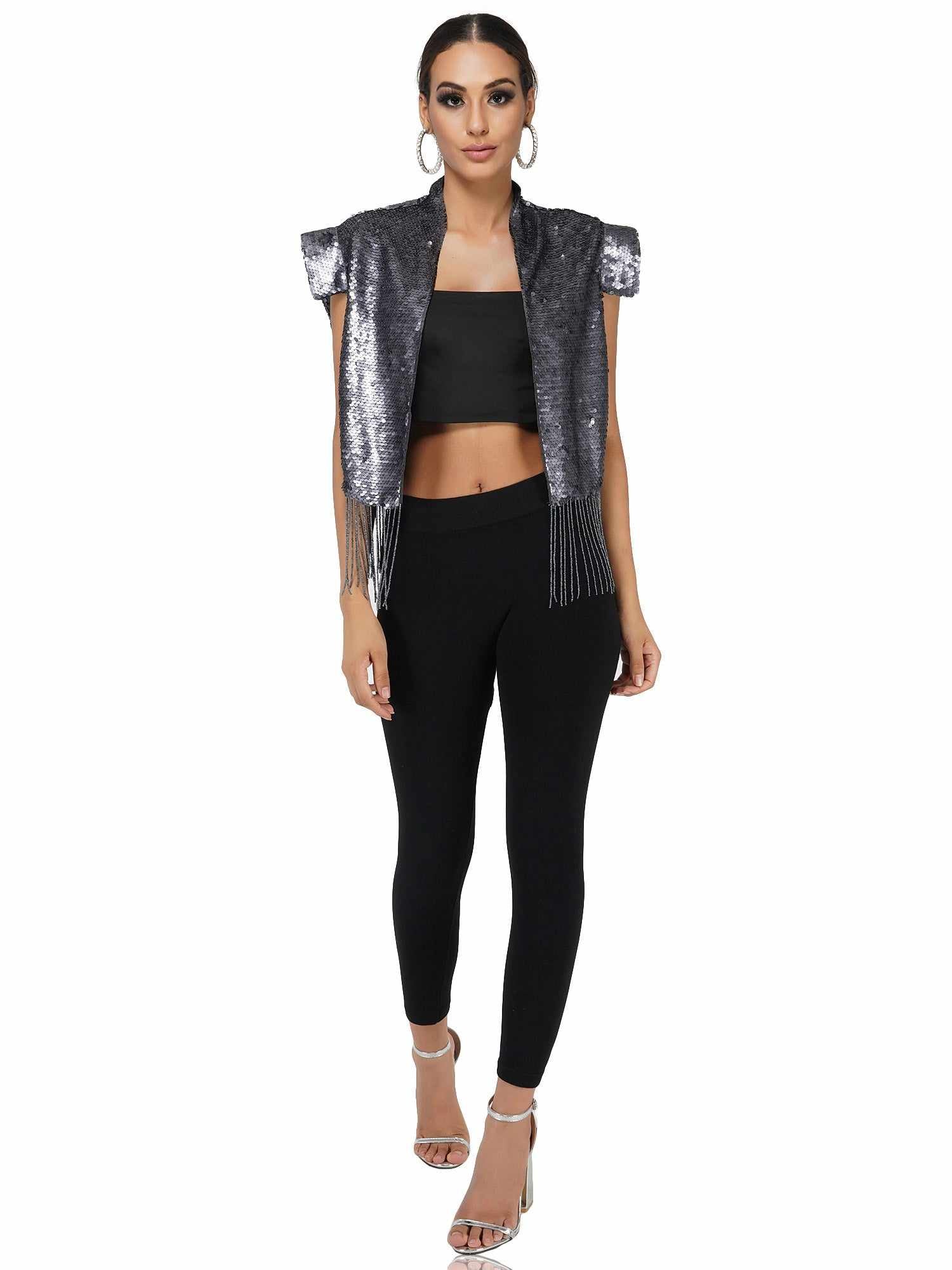 t shoulder sequin jacket