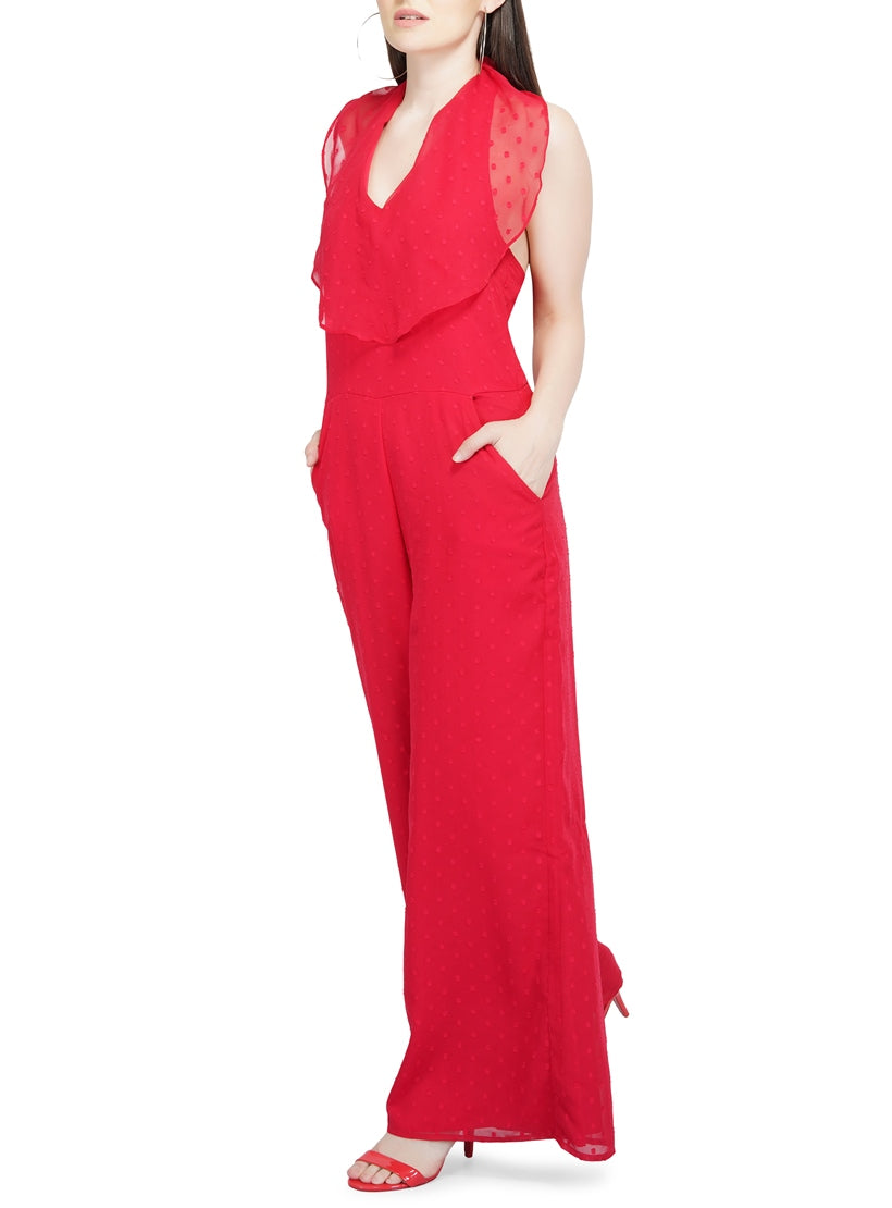 red dobby jumpsuit