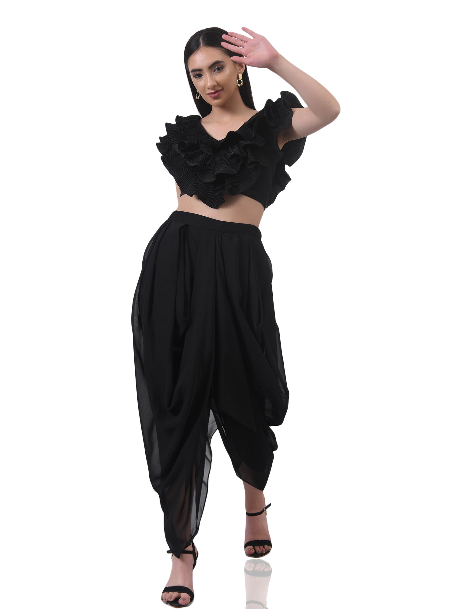 Solid Black Dhoti Pants