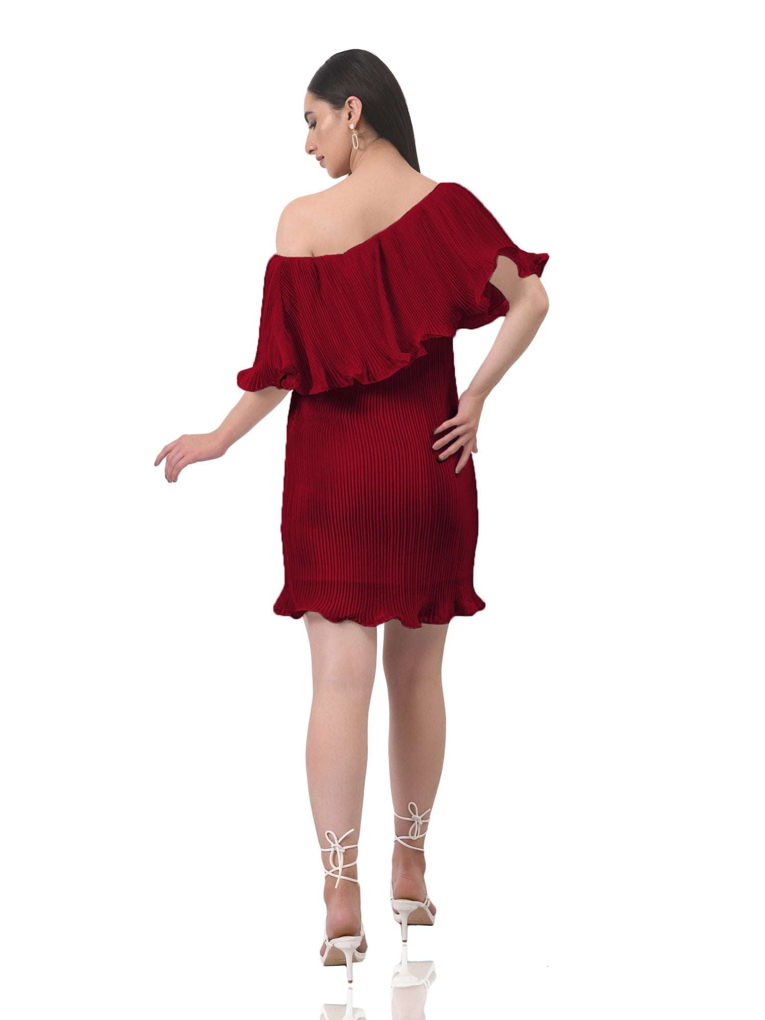 maroon imaginative pleated maroon dress