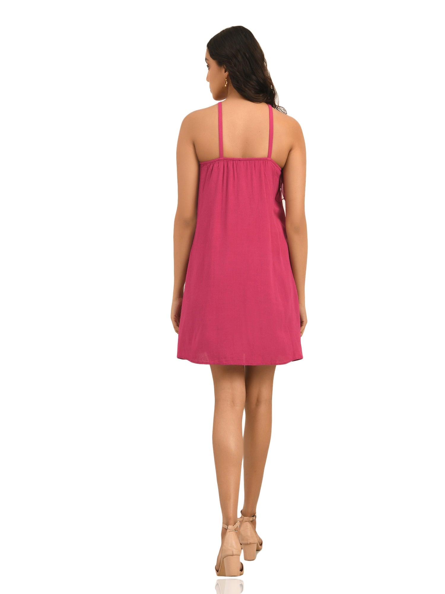 luxury vacay hot pink a line ruffle dress