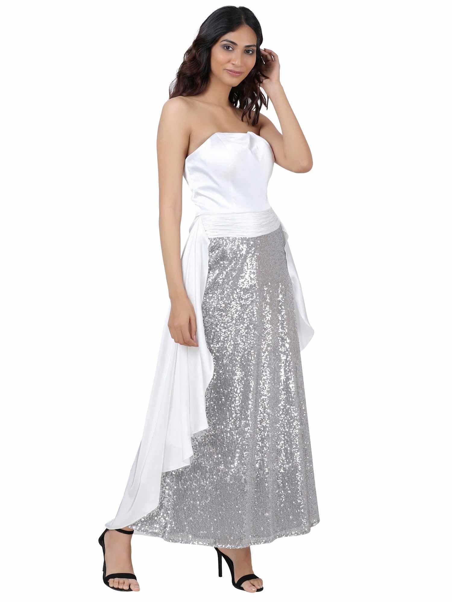 pearl white sequin gown