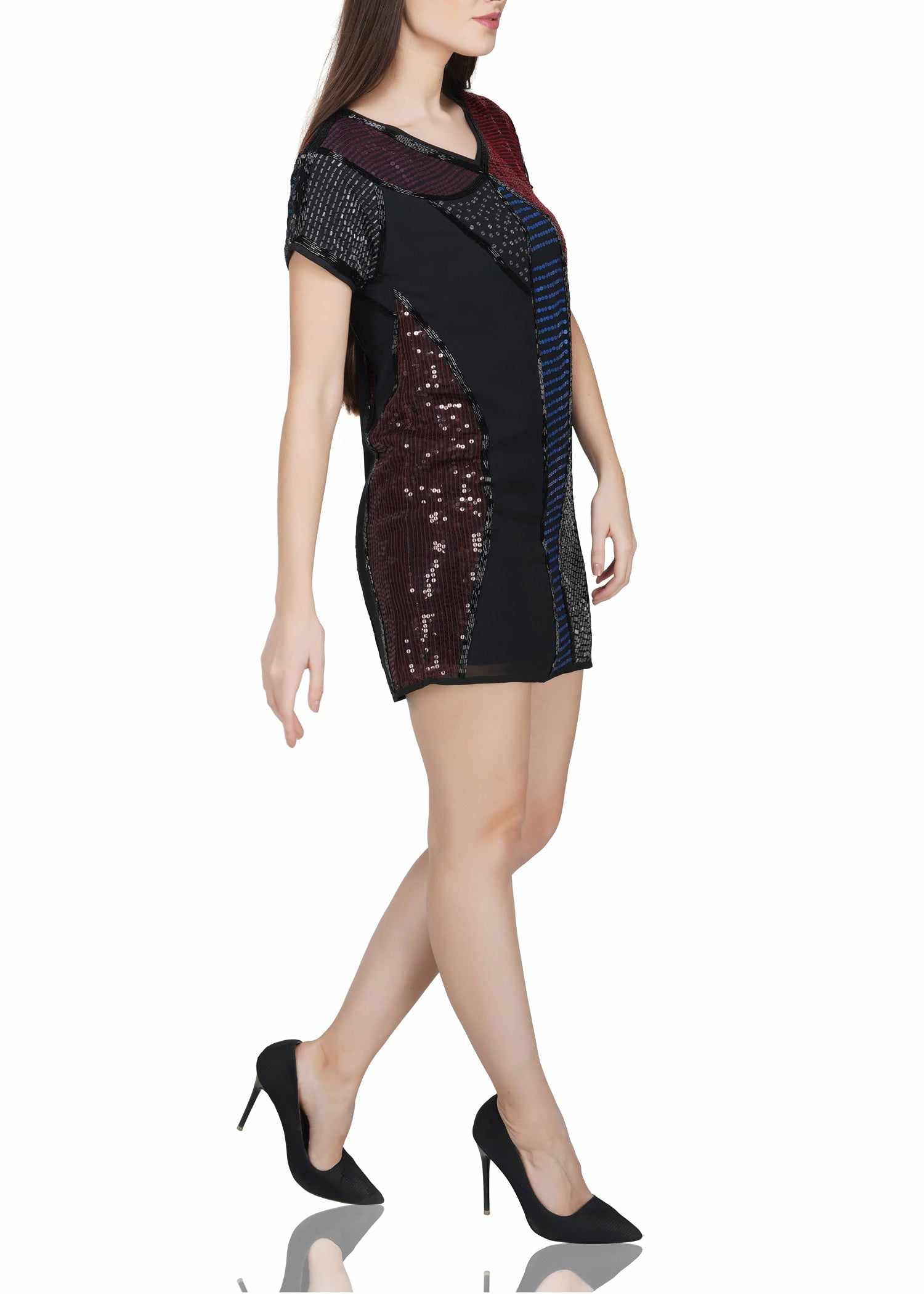 Buy ATTIC SALT Solid Satin V Neck Women's Mini Dress | Shoppers Stop