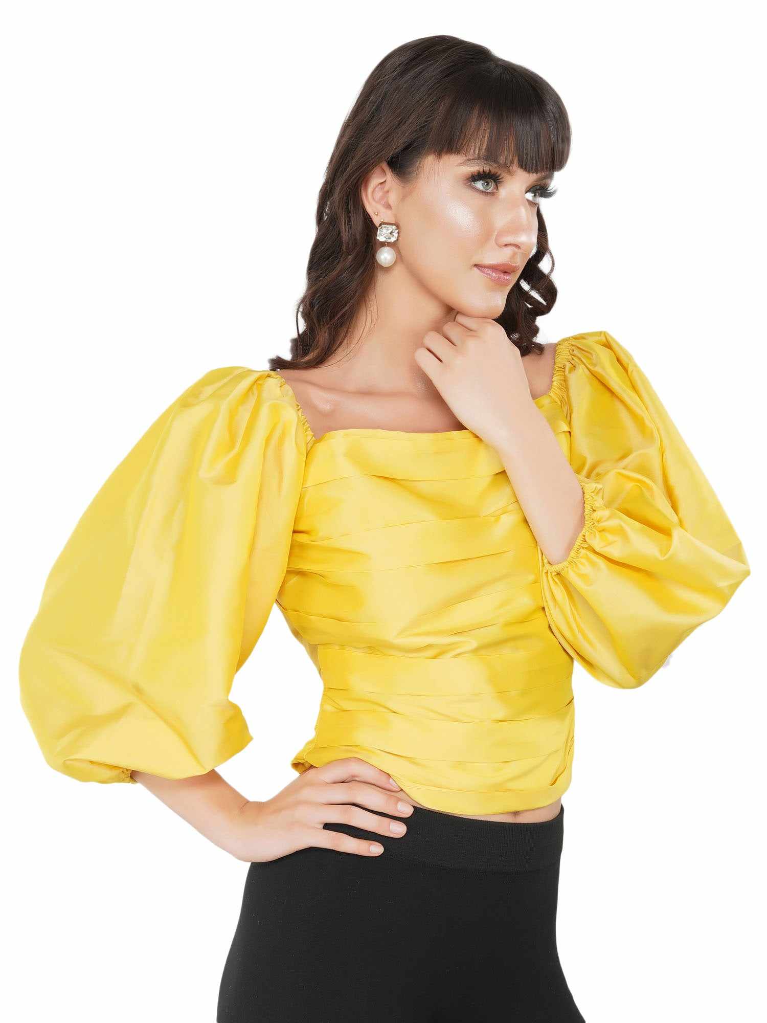 mellow yellow taffeta top