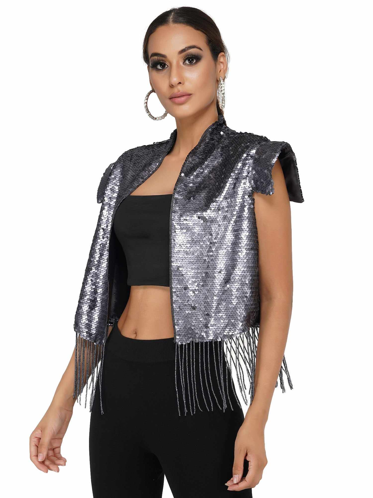 t shoulder sequin jacket