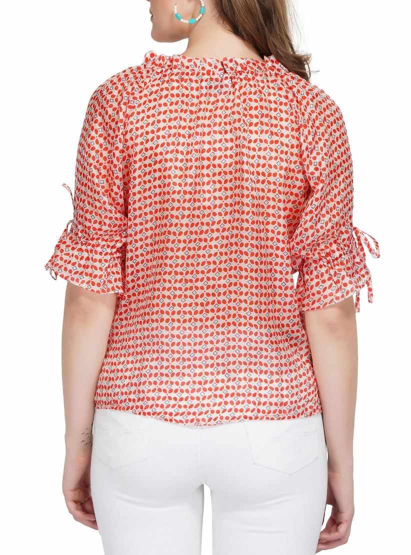 silk cold sleeve printed top