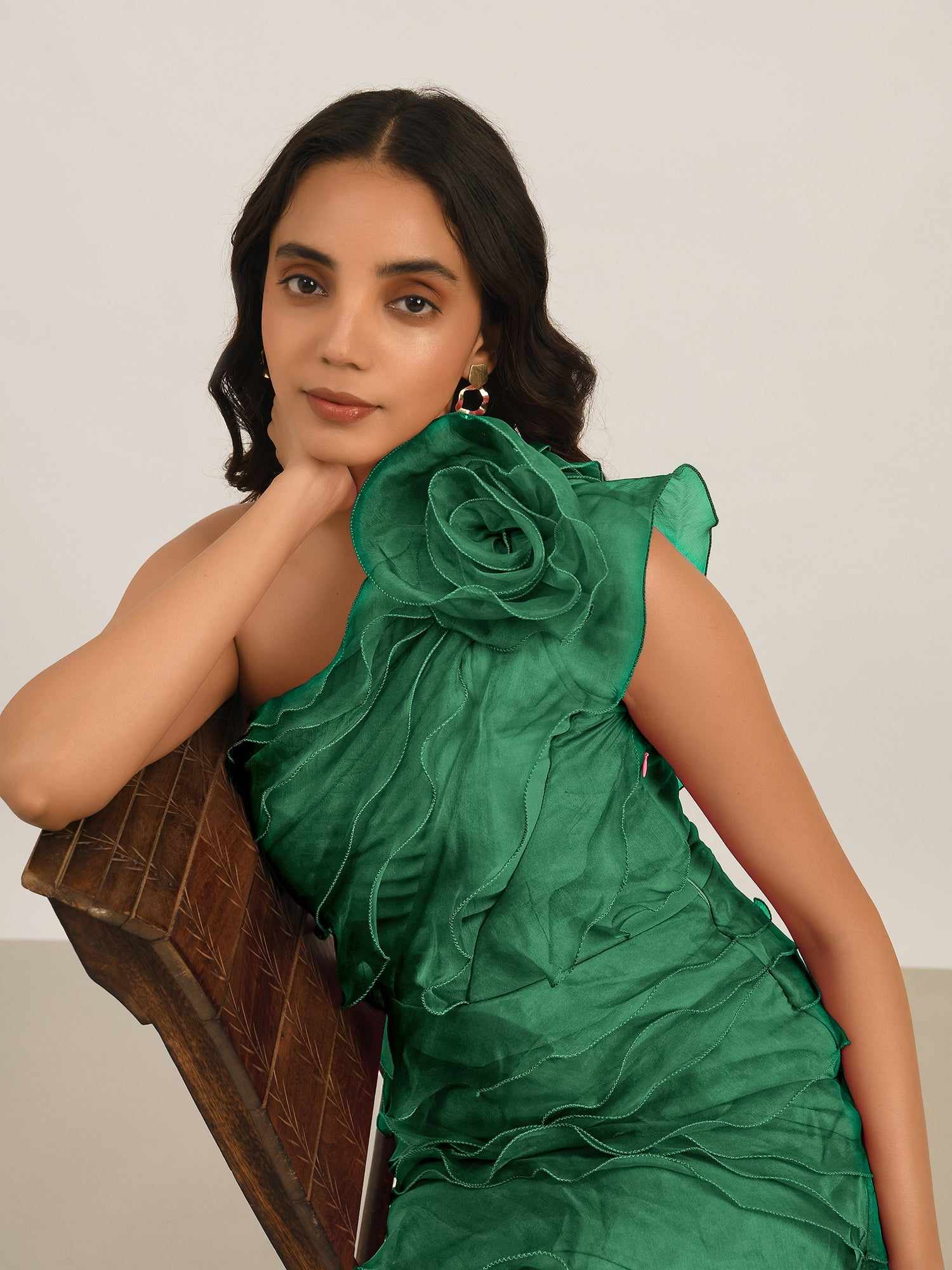 attic curves so sexy multi tier green ruffle dress