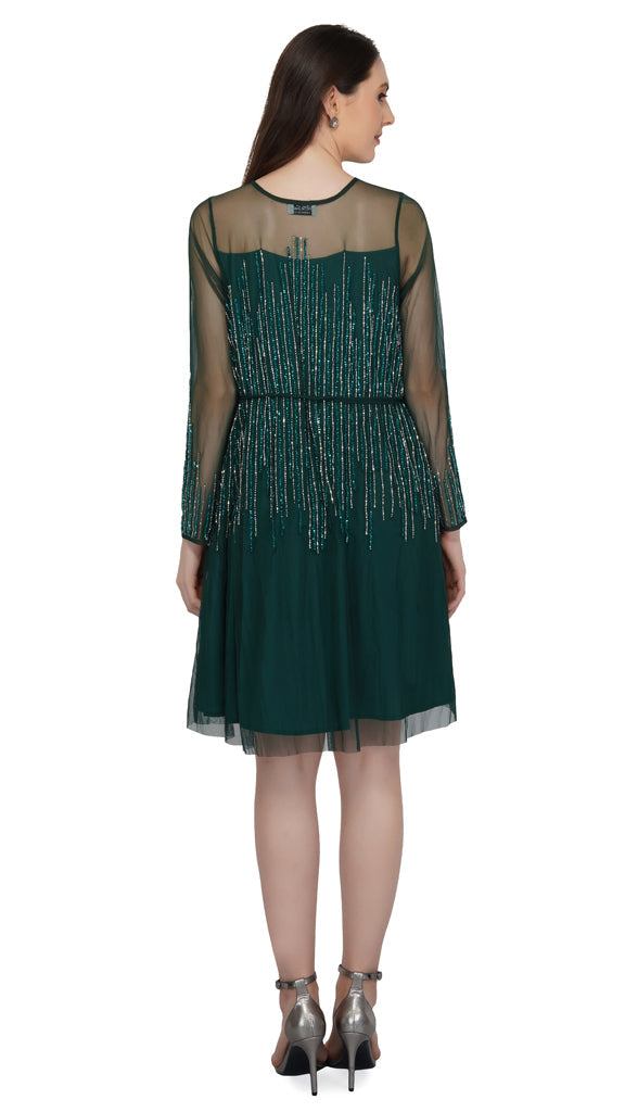 green sequin tulle mini