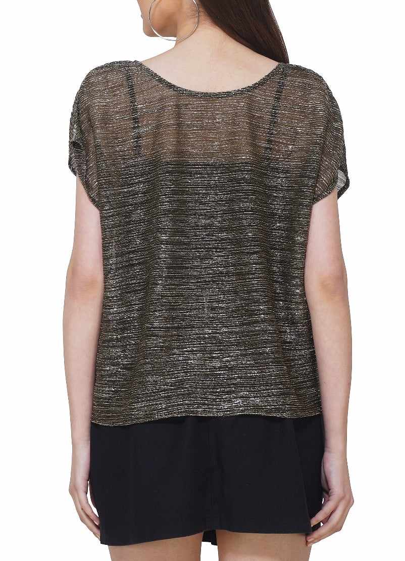 lurex box fit stechable top with black camisole