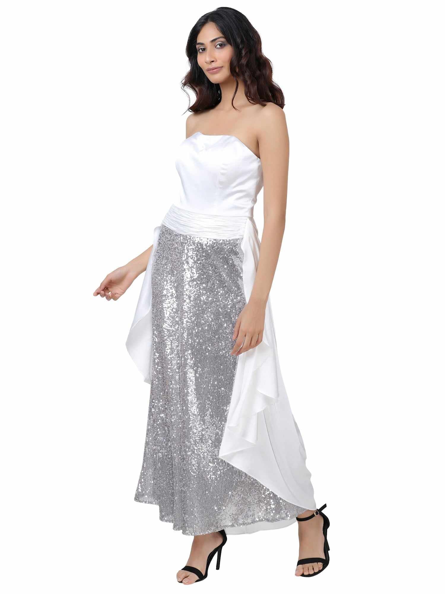 pearl white sequin gown