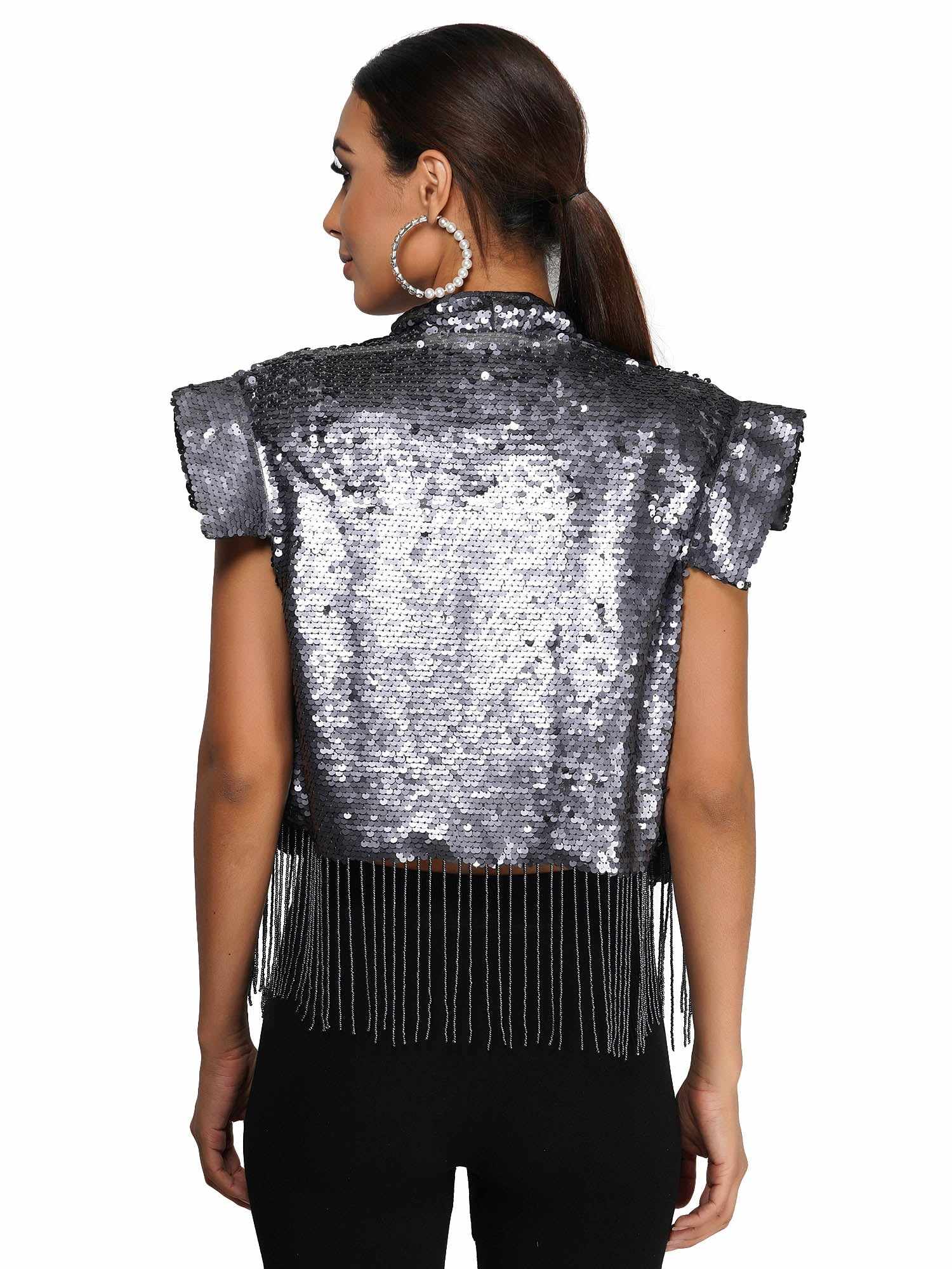 t shoulder sequin jacket