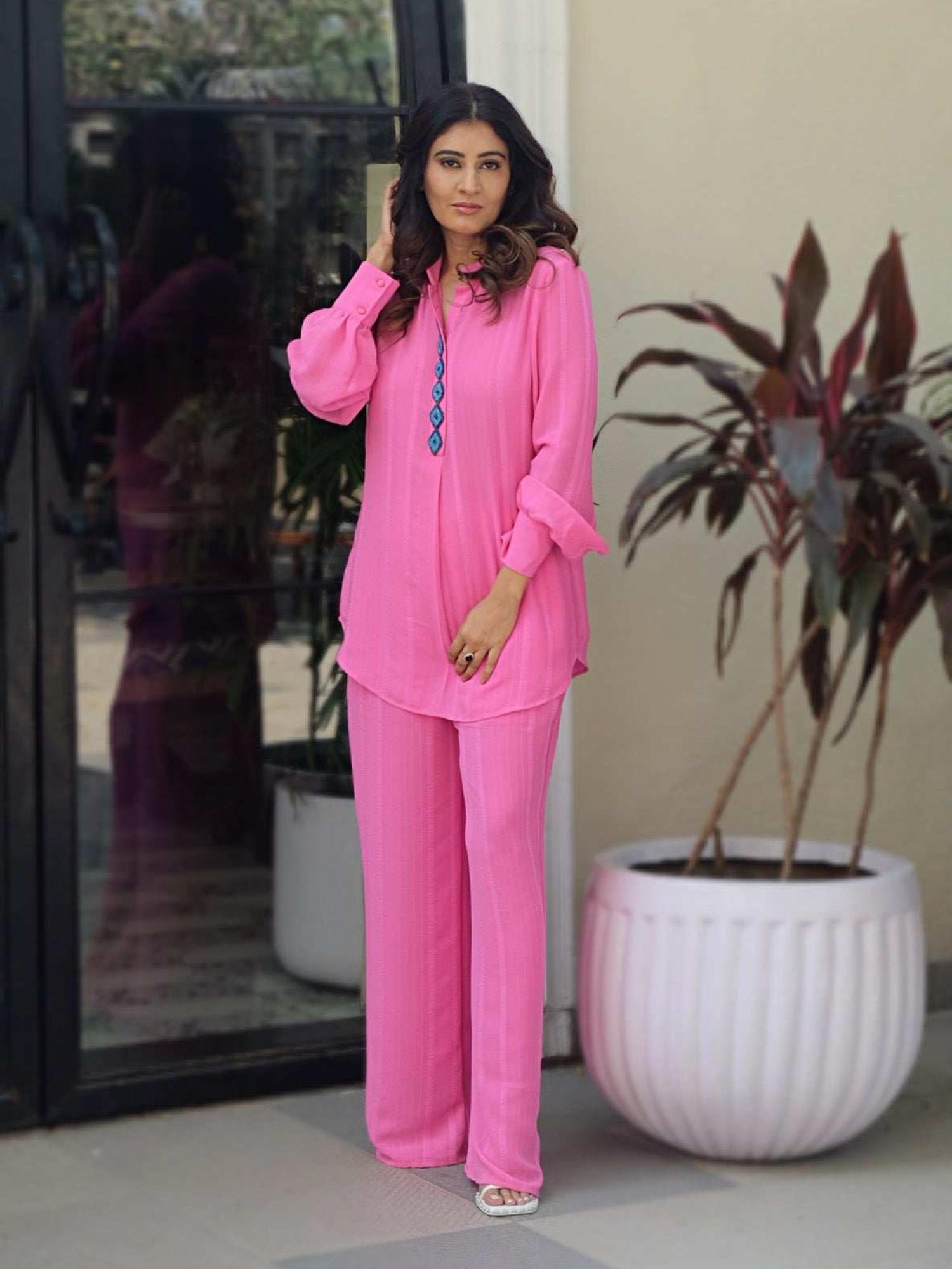 Pink ash linen pajama with culottes