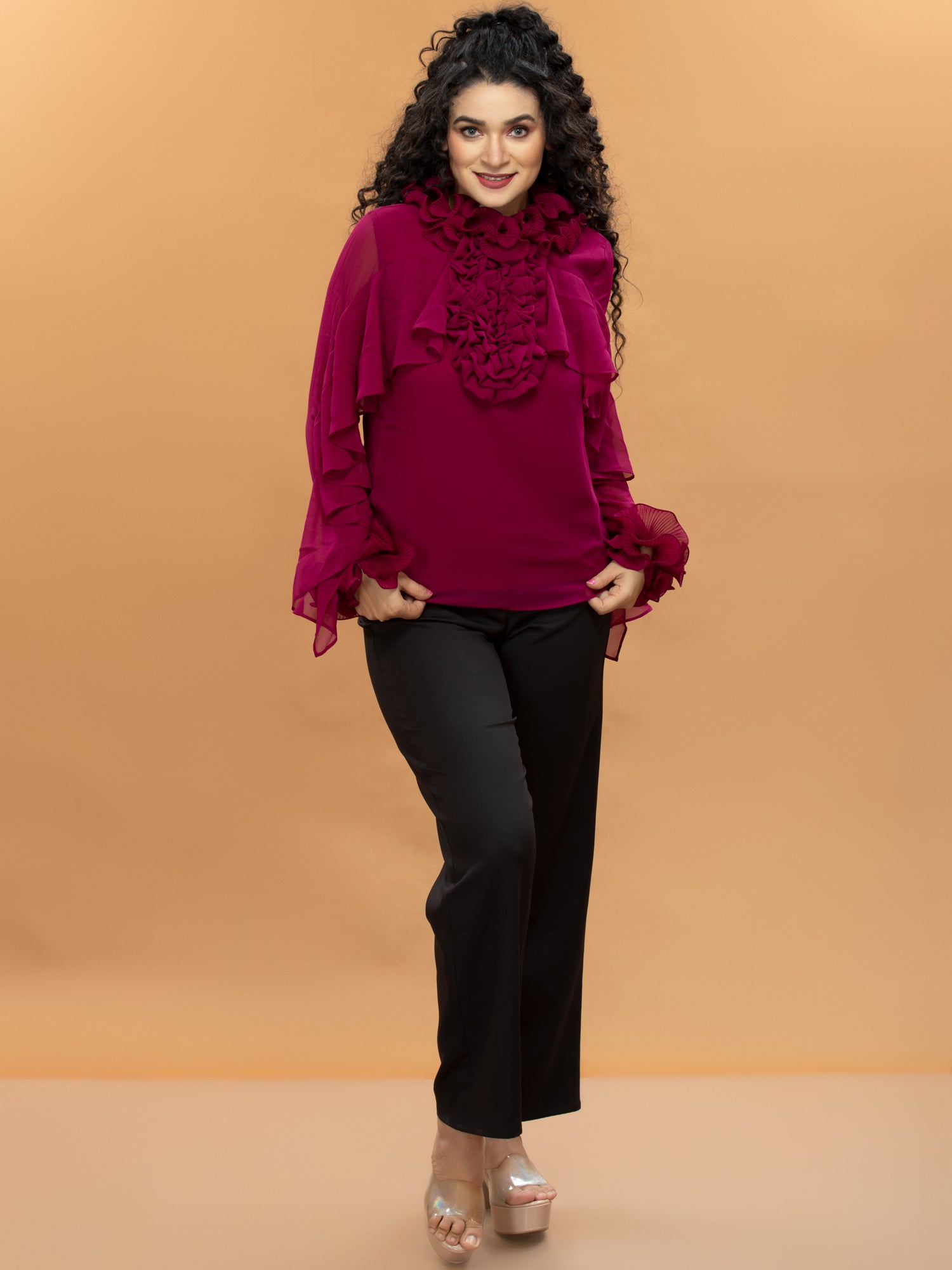 ruffle romance georgette top