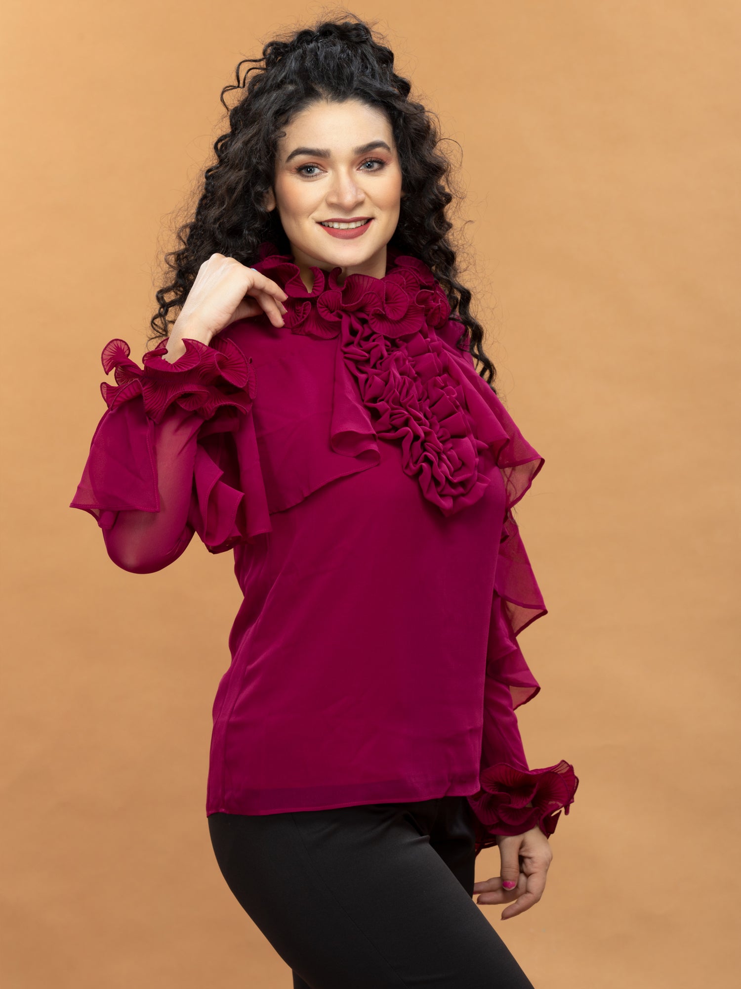 ruffle romance georgette top