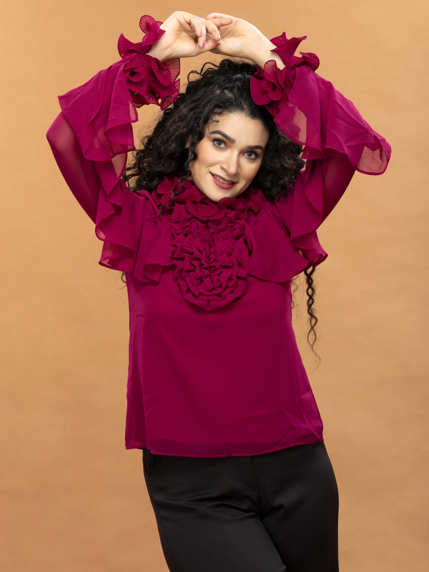 ruffle romance georgette top