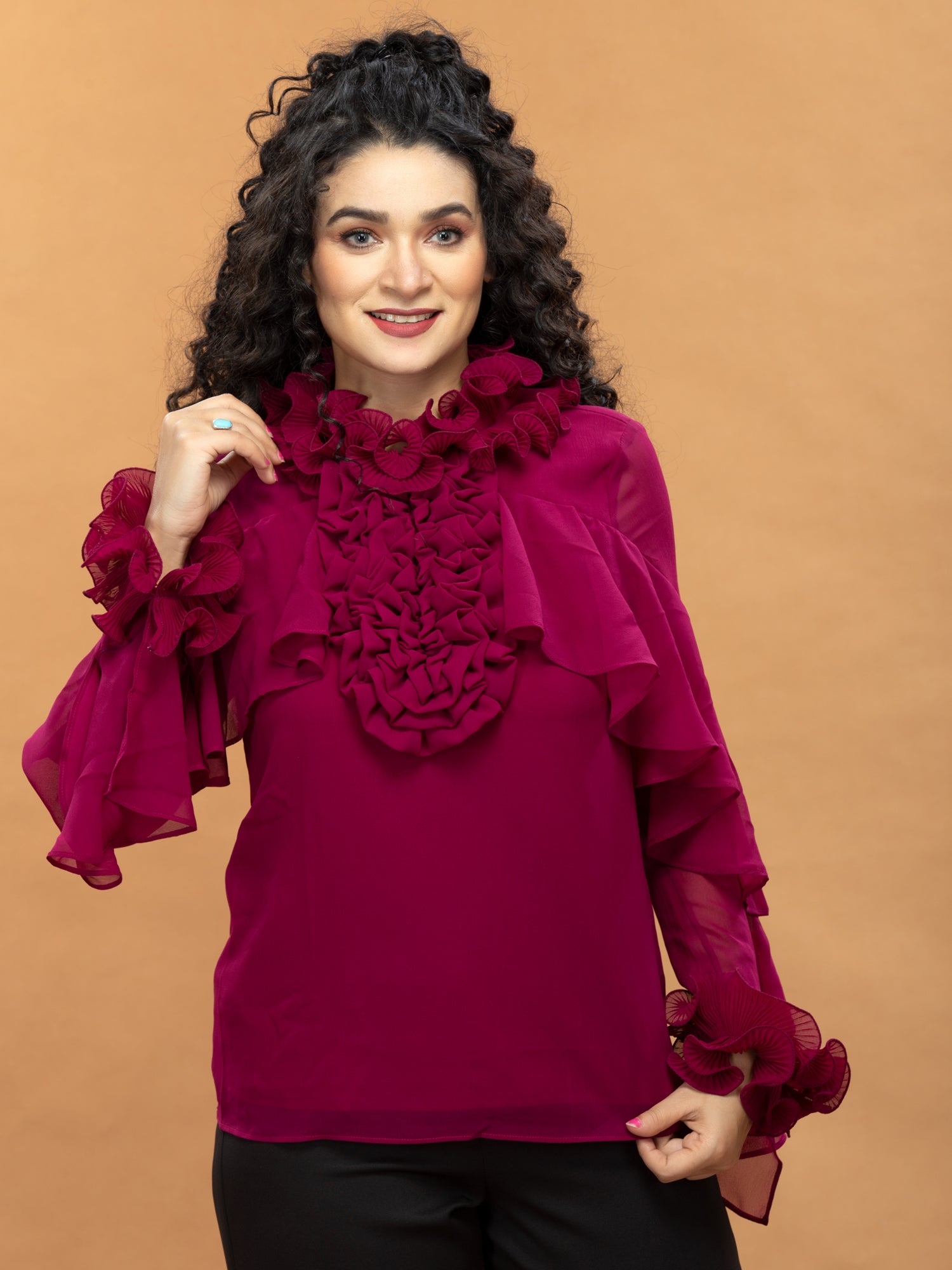 ruffle romance georgette top